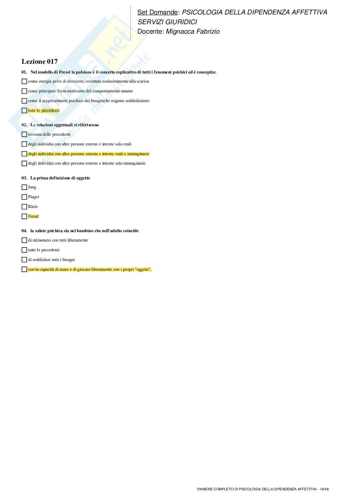 Paniere nuovo completo di Psicologia della dipendenza affettiva  Pag. 31