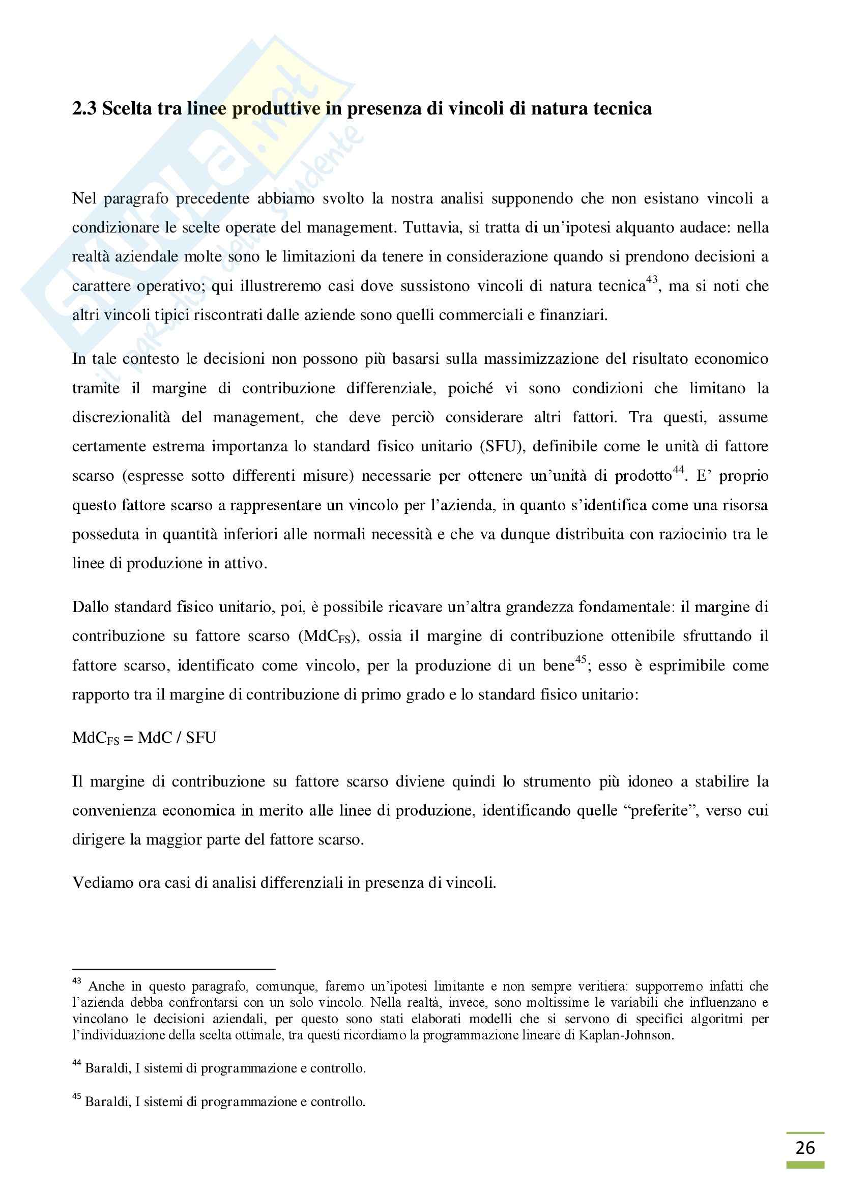 Tesi, L'analisi differenziale nella contabilità direzionale dal budgeting al valore delle sinergie 1 Pag. 26