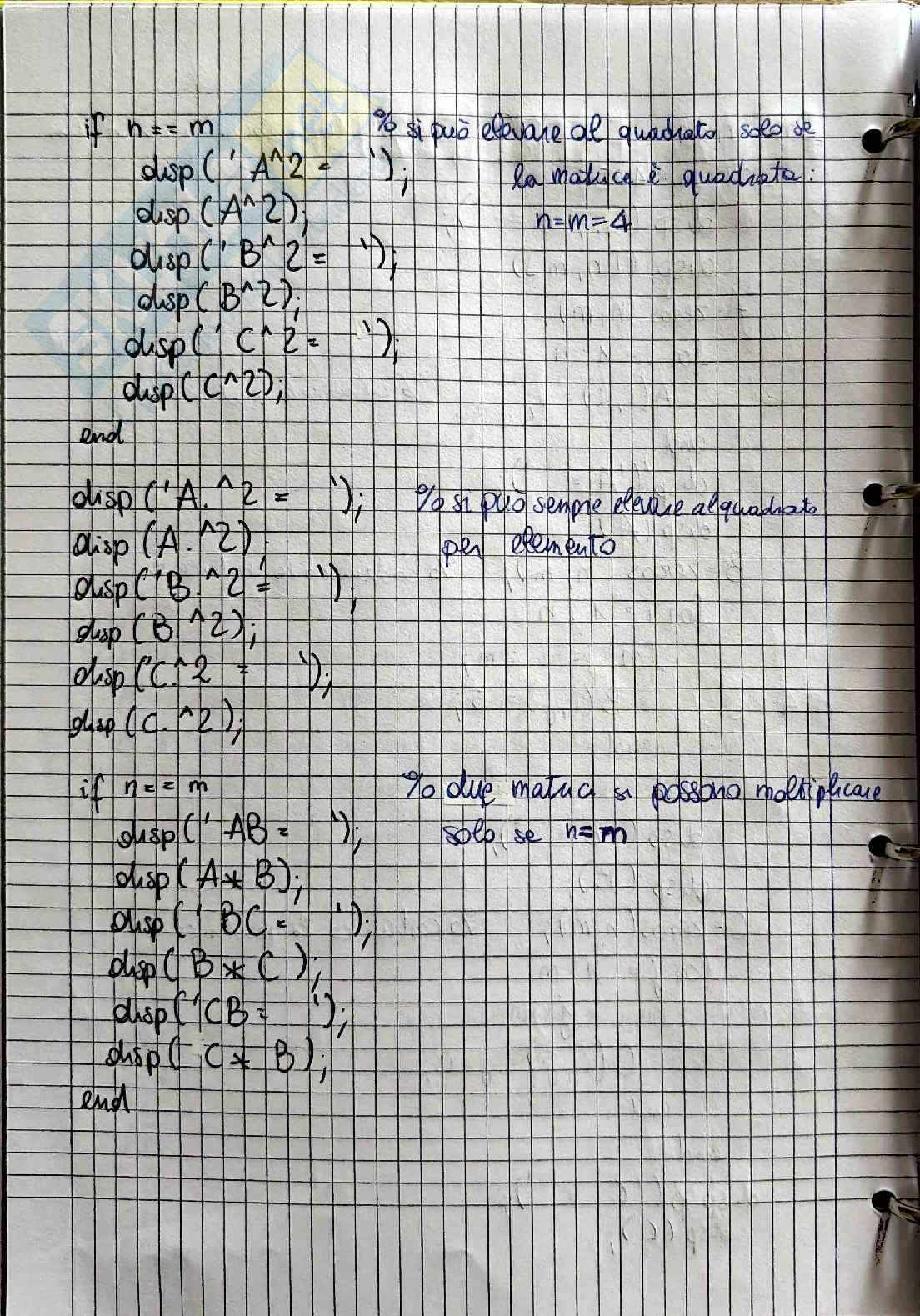 Esercitazioni MATLAB: manipolazione Vettori e Matrici 5x5 Pag. 6