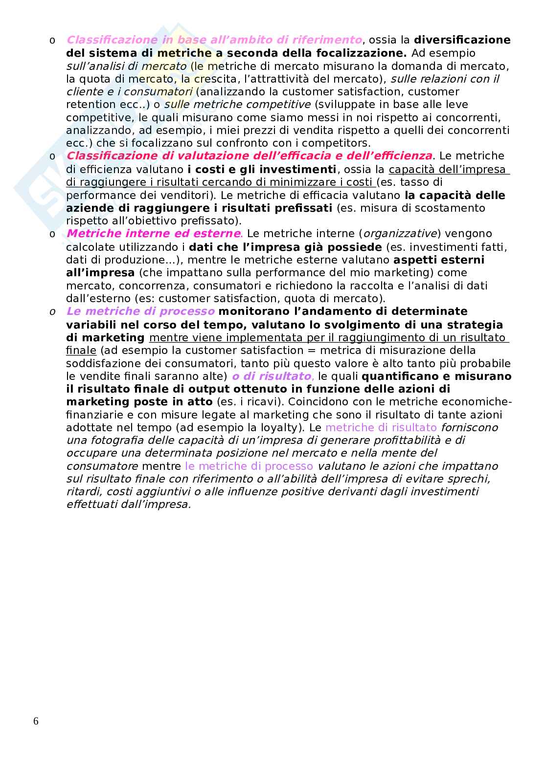 Marketing metrics  Pag. 6