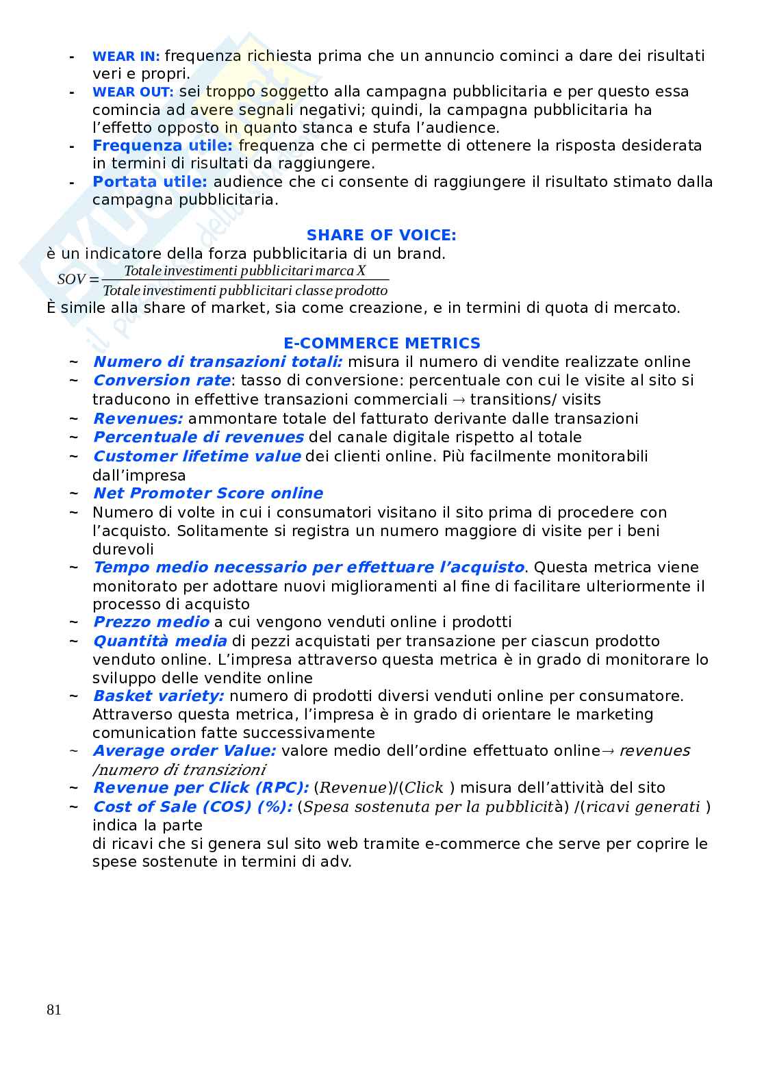 Marketing metrics  Pag. 81