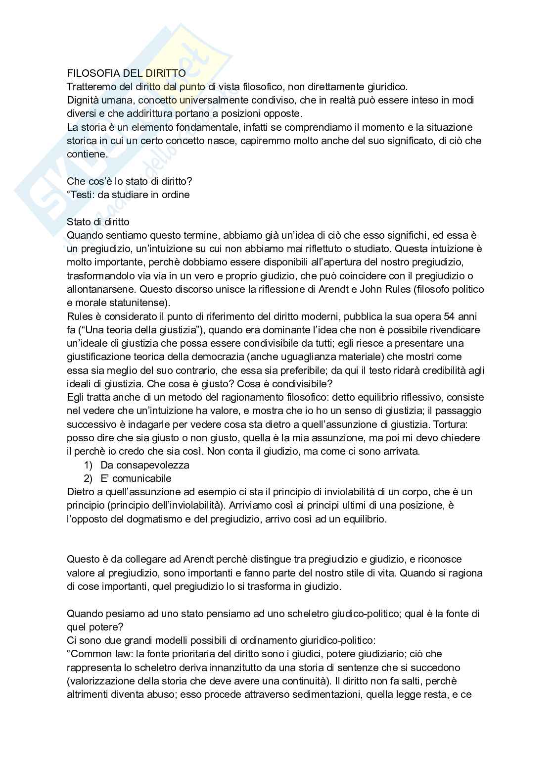 Appunti delle lezioni di Storia della filosofia del diritto Pag. 1