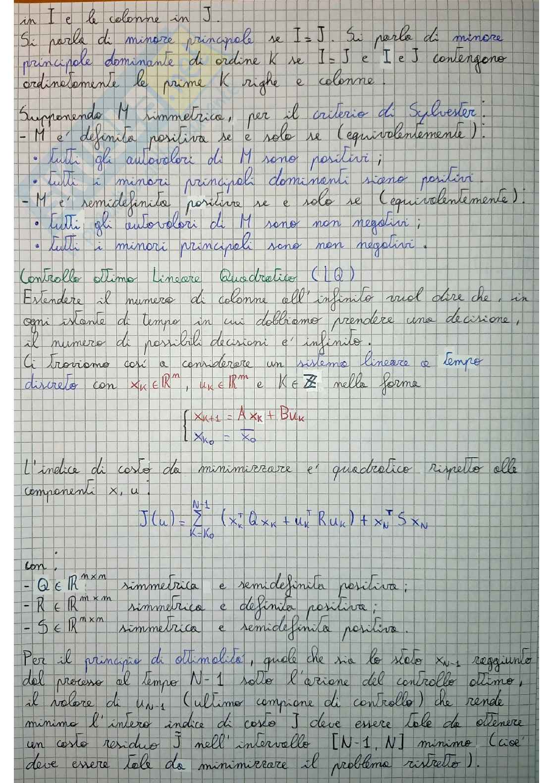 Appunti Ottimizzazione nei sistemi di controllo 1 Pag. 11