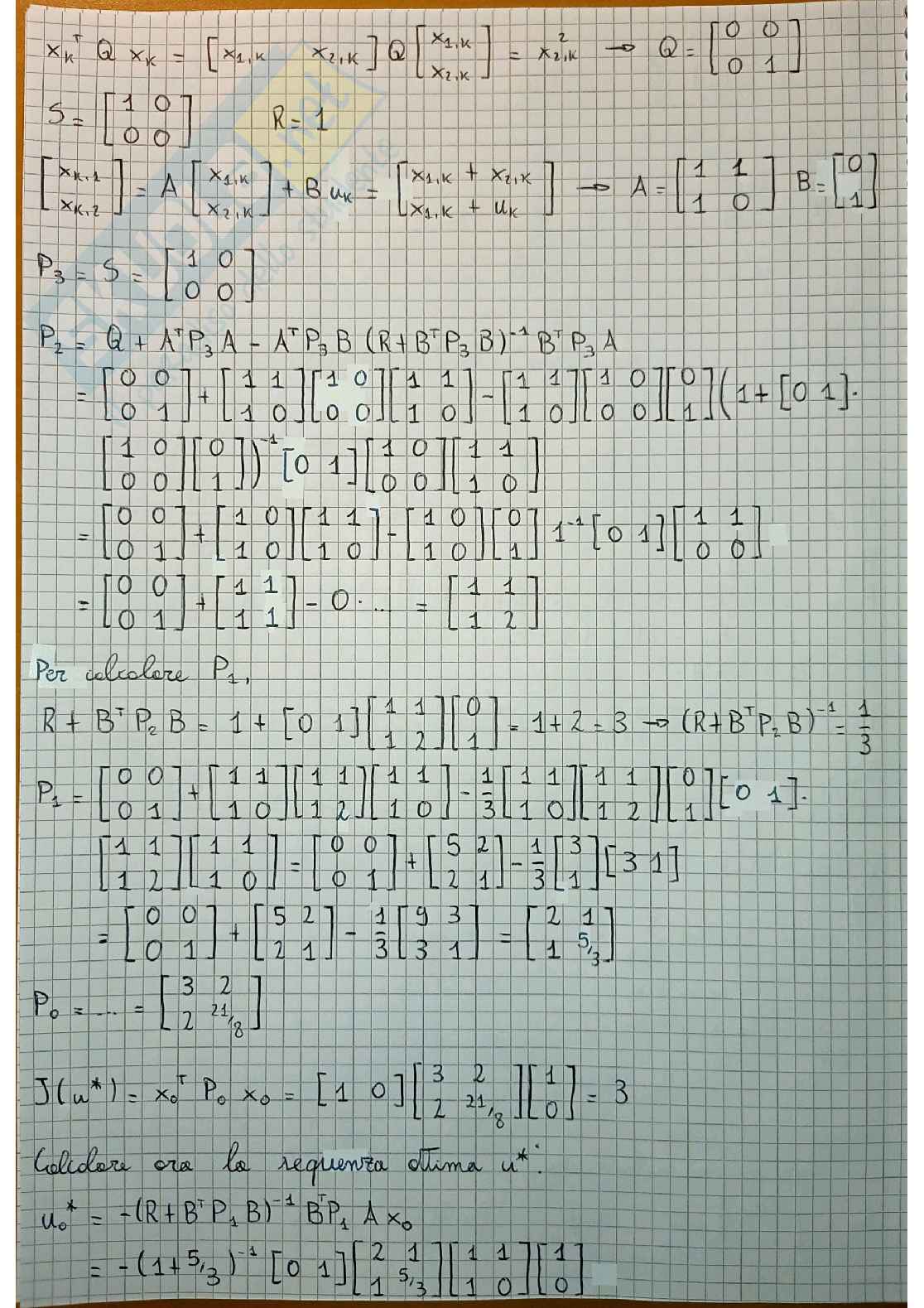 Appunti Ottimizzazione nei sistemi di controllo 1 Pag. 16