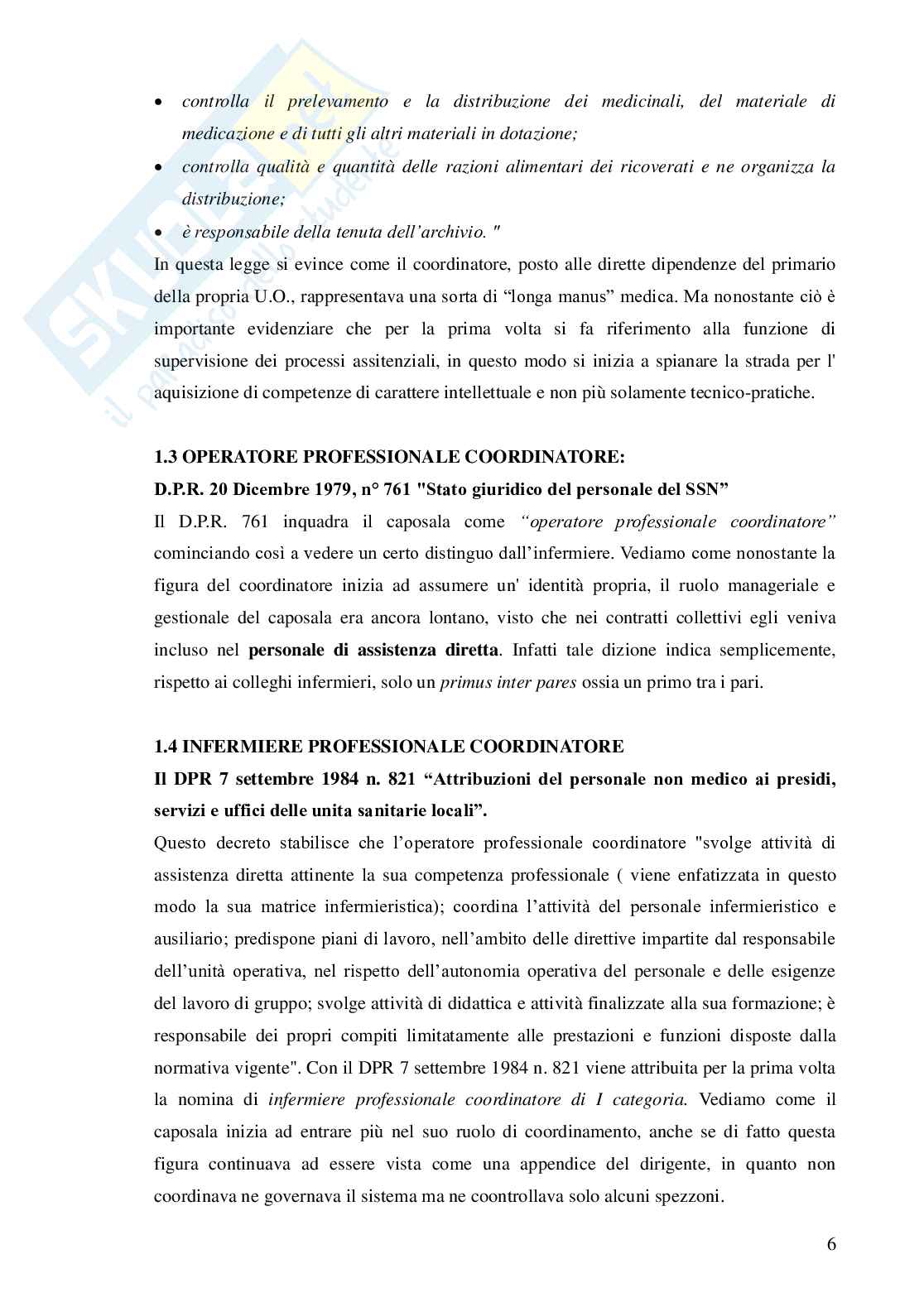 Coordinatore infermieristico: profilo, ruolo e competenze Pag. 6