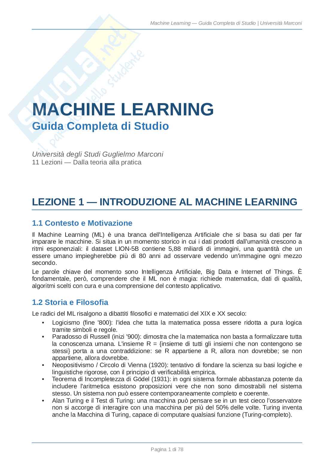 Fondamenti di machine learning Pag. 1