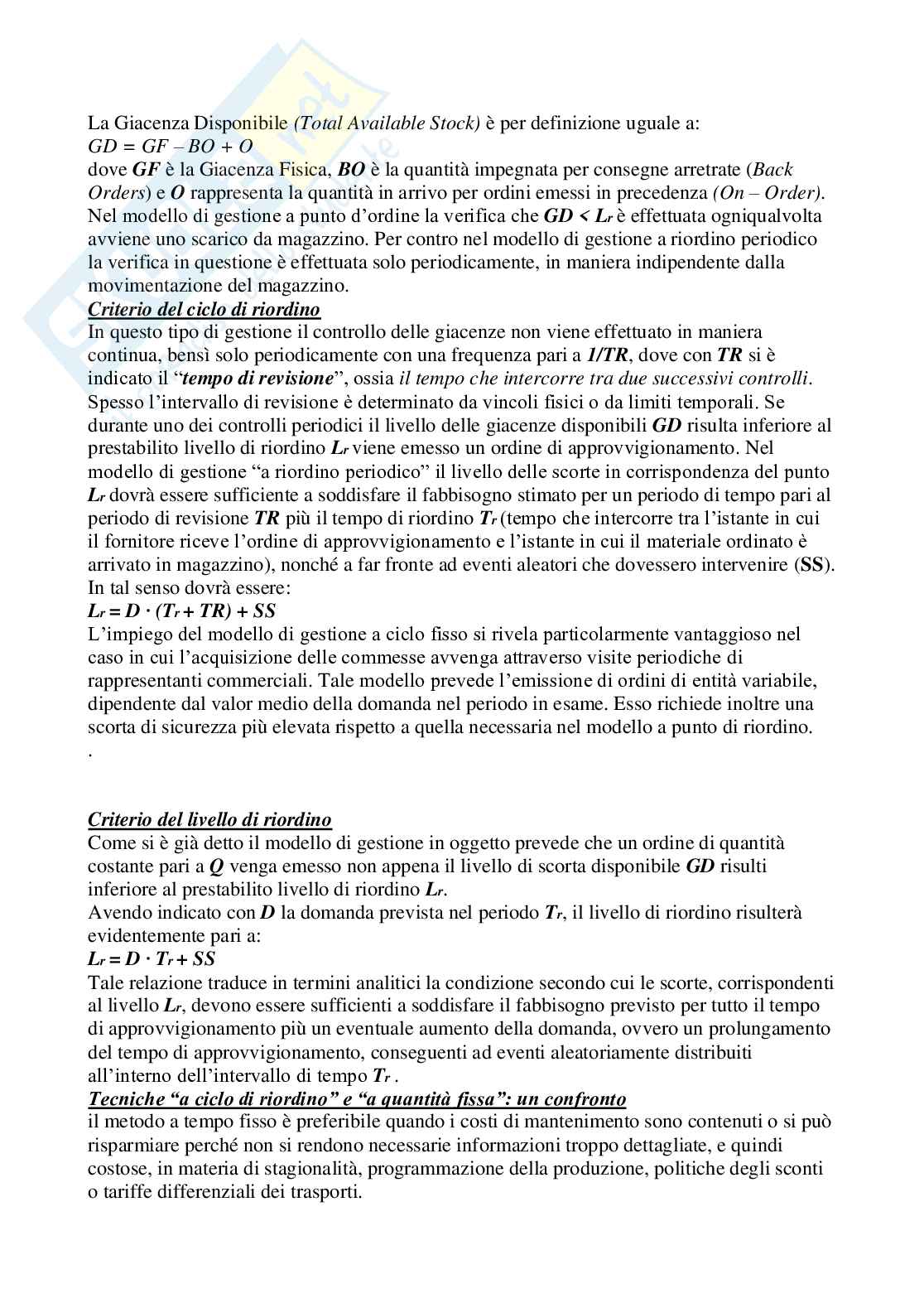 Riassunti di Logistica industriale Pag. 26