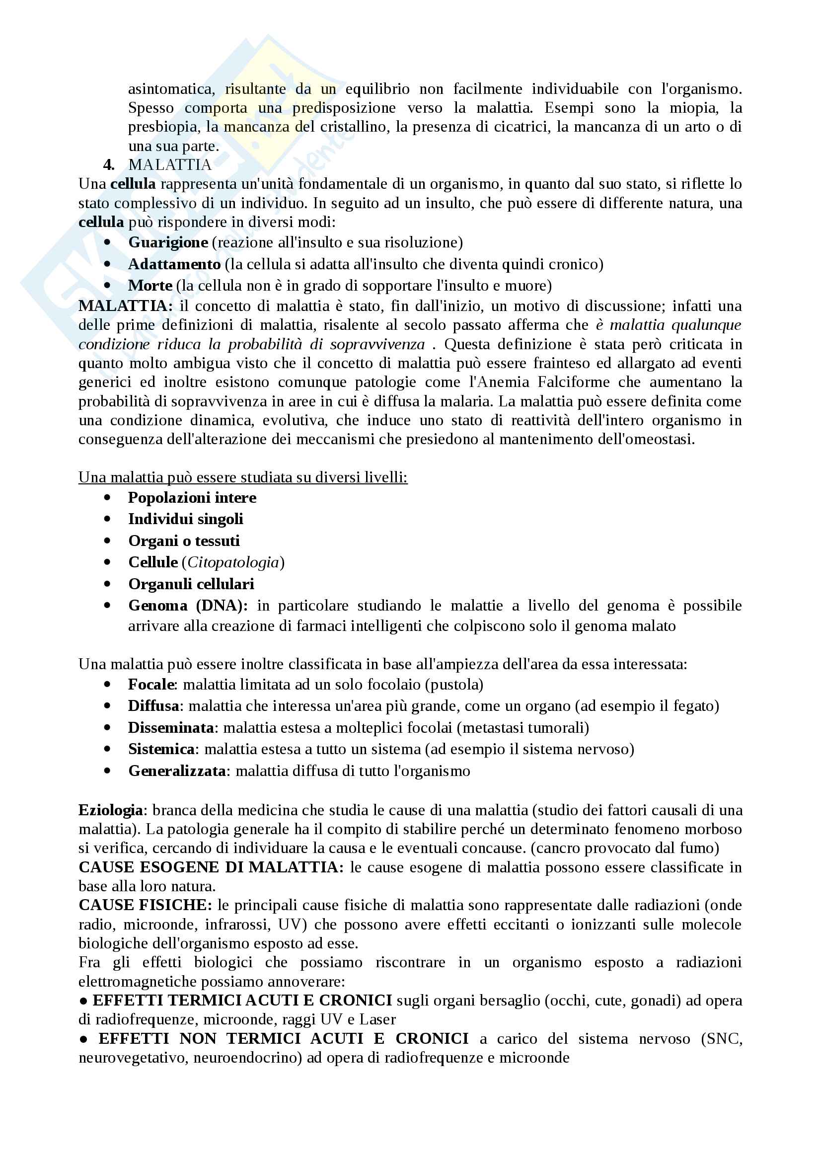 Riassunto esame patologia generale e terminologia medica, Prof. Ida Silvestri, libro consigliato Pontieri ,Frati e Celotti Pag. 2