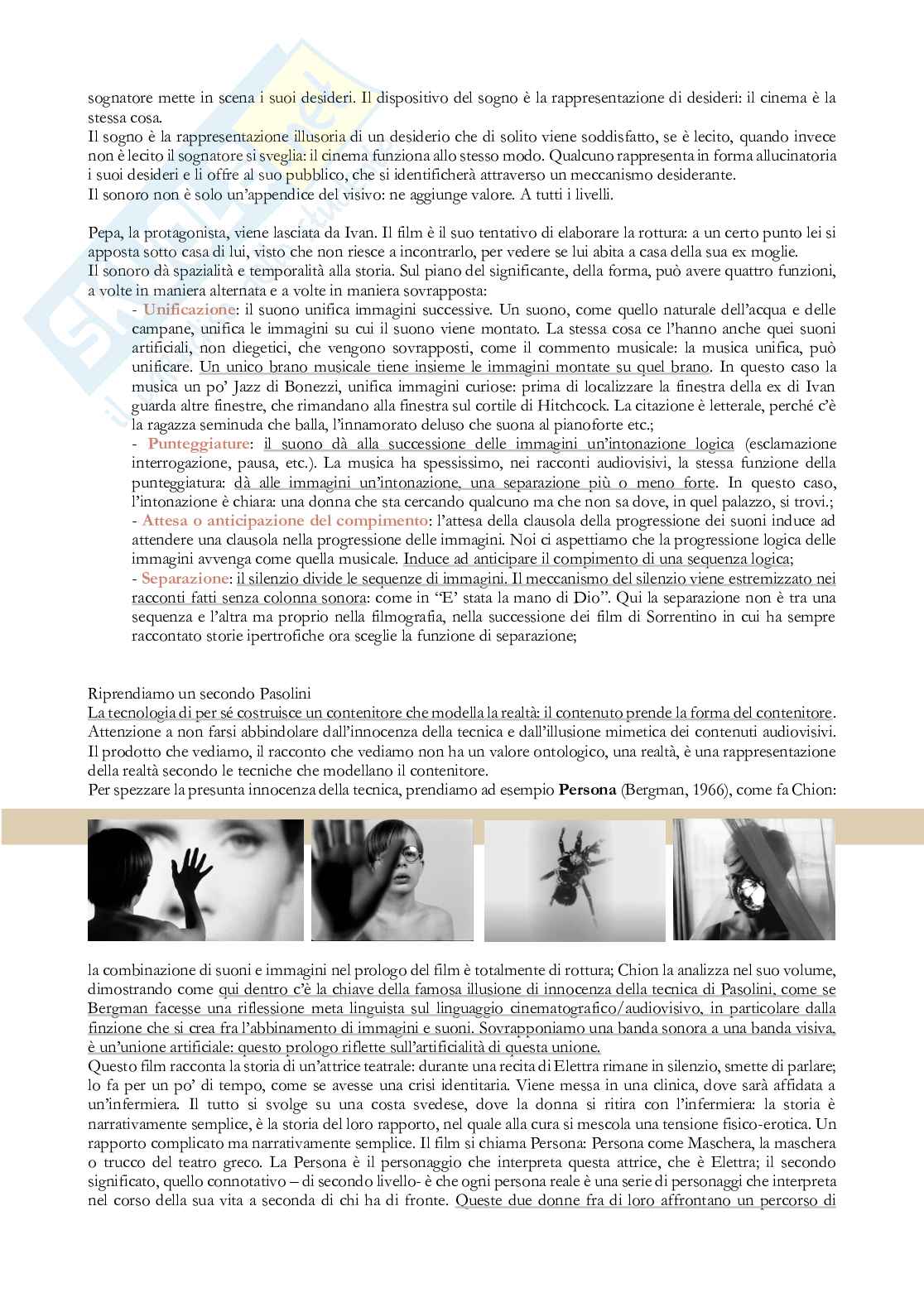 Riassunto esame Musica e immagine, Prof. Vittorini Fabio, libro consigliato L'audiovisione suono e immagine nel cinema, Michel Chion Pag. 16