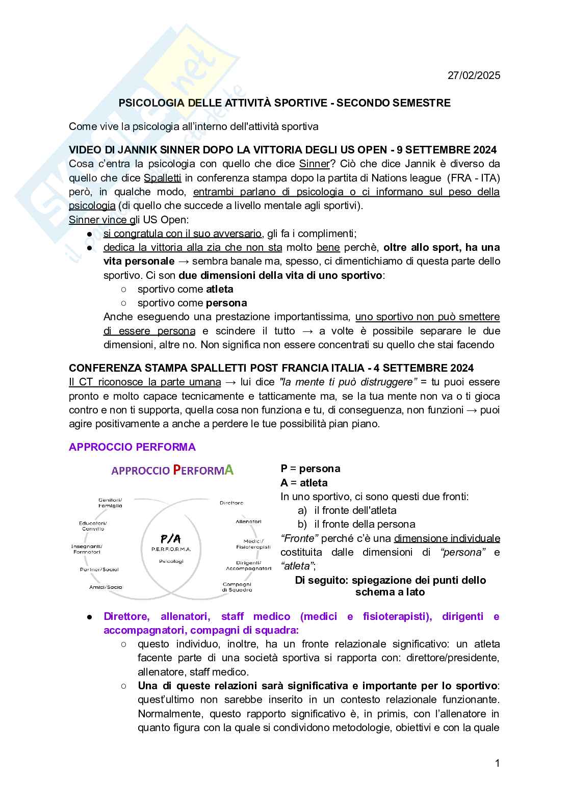 Psicologia delle attività sportive Pag. 1