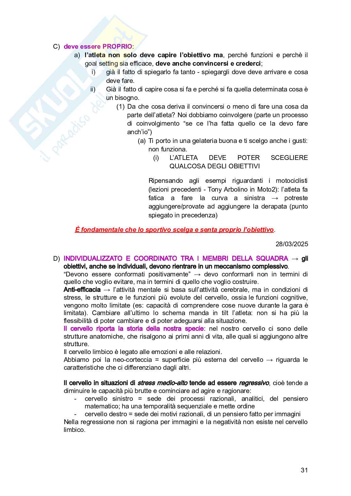 Psicologia delle attività sportive Pag. 31