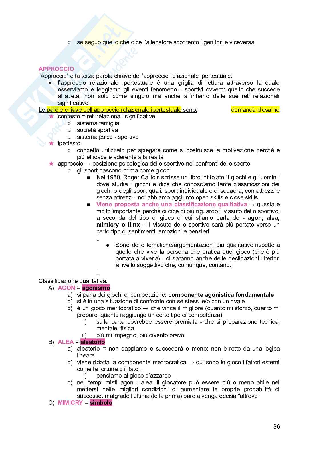 Psicologia delle attività sportive Pag. 36