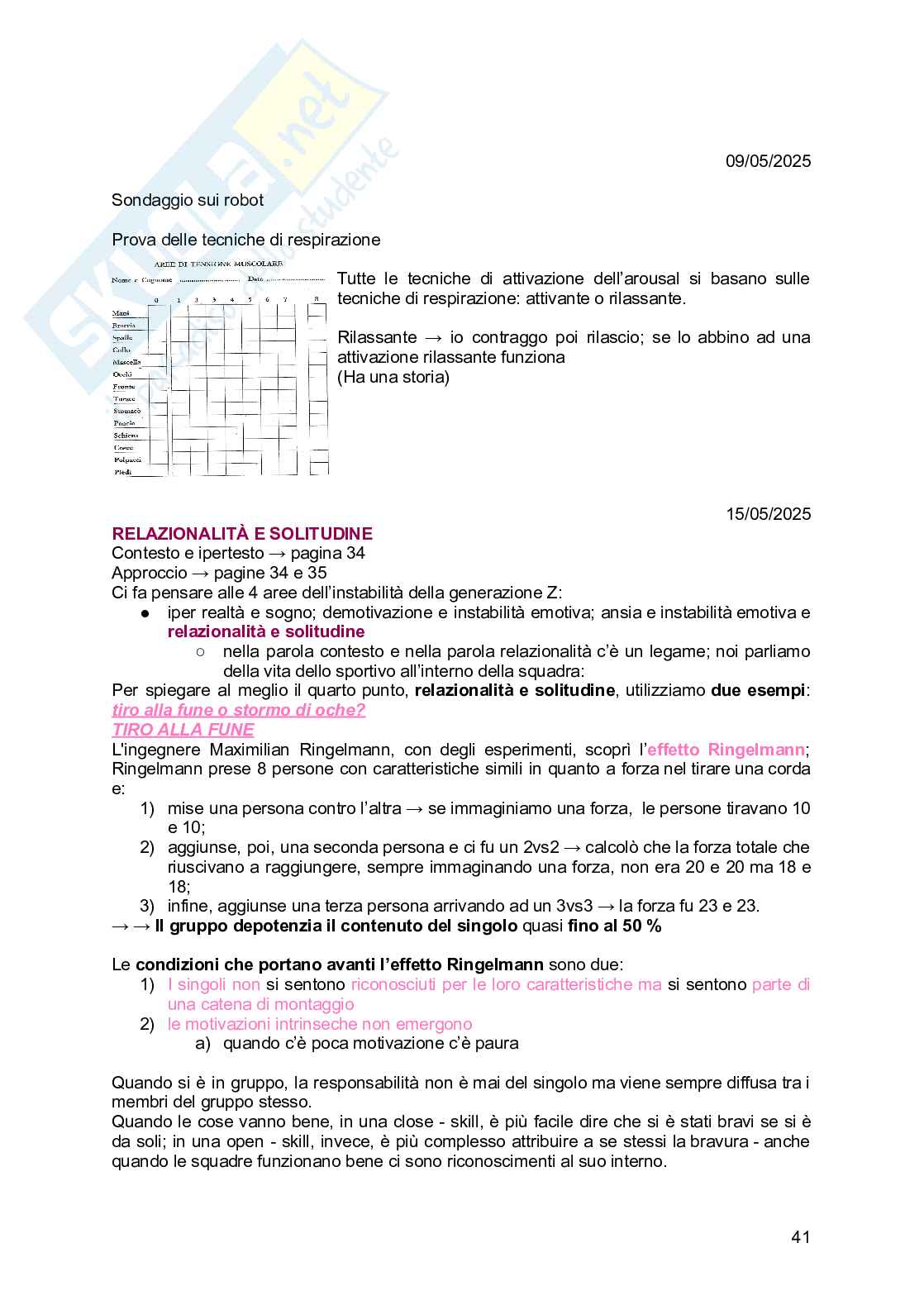 Psicologia delle attività sportive Pag. 41