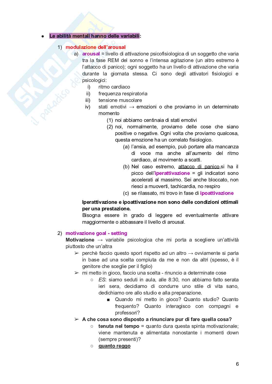 Psicologia delle attività sportive Pag. 6