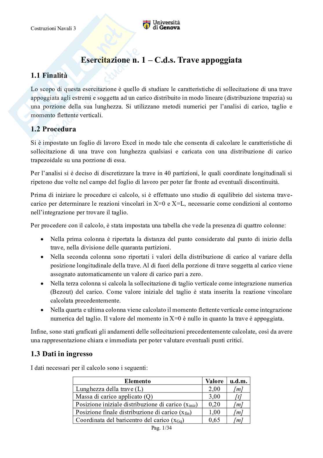 Esercitazioni Costruzioni navali 3   Pag. 1