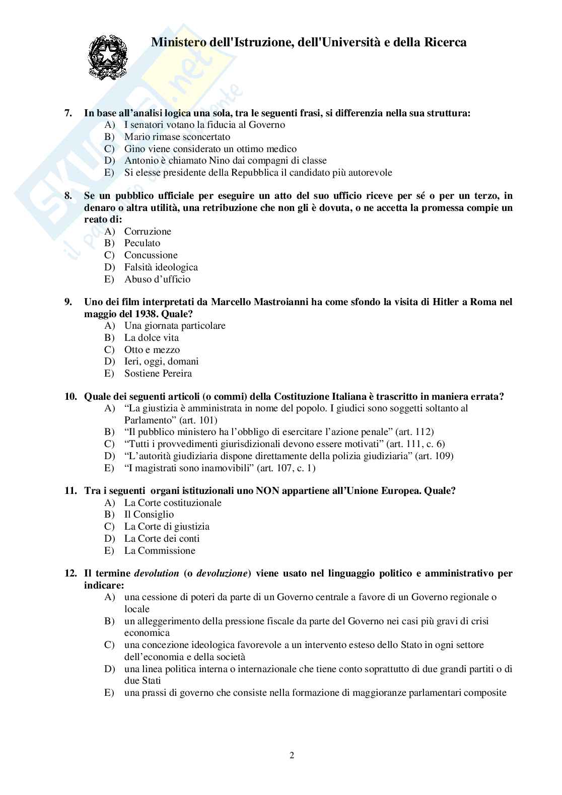 Quesiti e risposte 2009/2010  Veterinaria Pag. 2