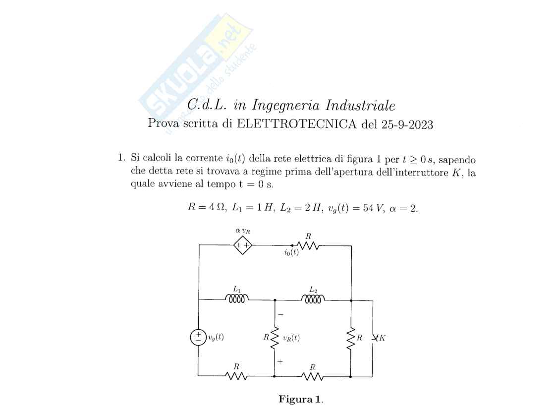 Esercizi svolti di Elettrotecnica sul regime transitorio - Parte 3 Pag. 1