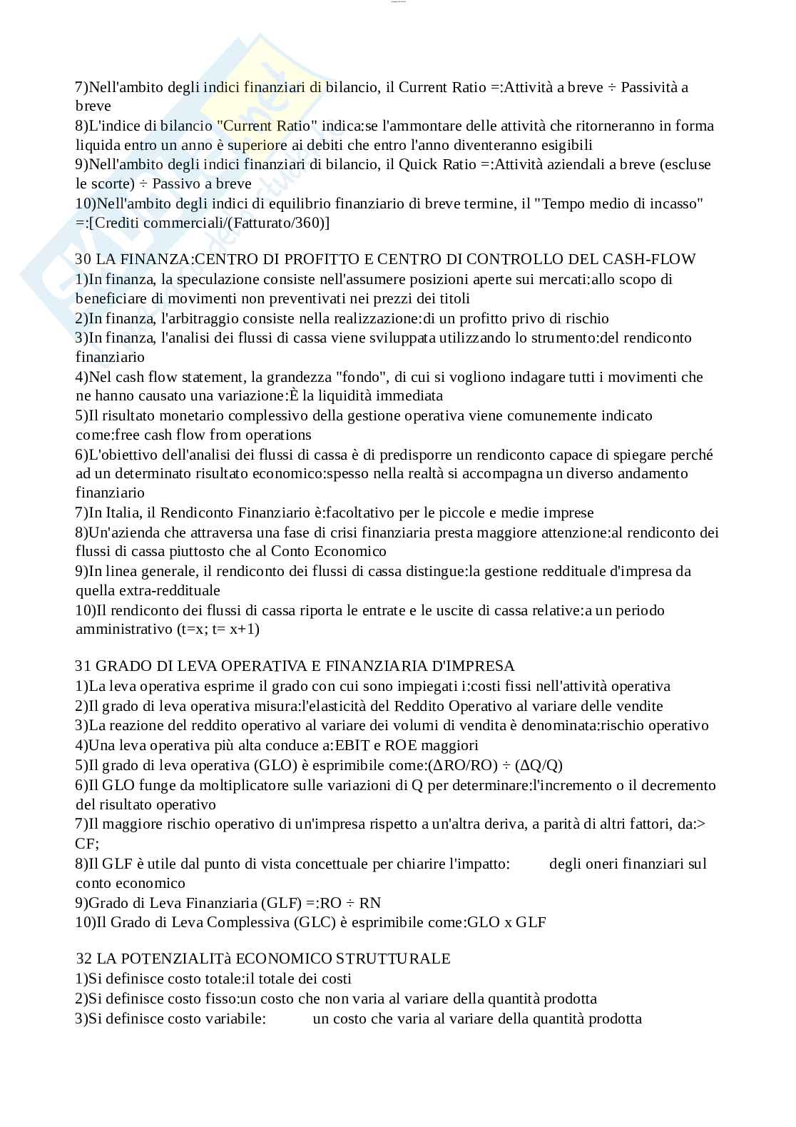 Paniere esame Fondamenti di gestione dell'impresa sportiva Pag. 11