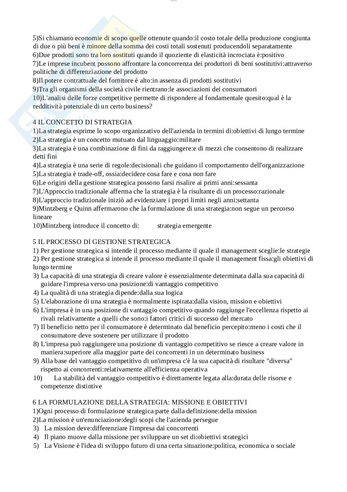 Paniere esame Fondamenti di gestione dell'impresa sportiva Pag. 2