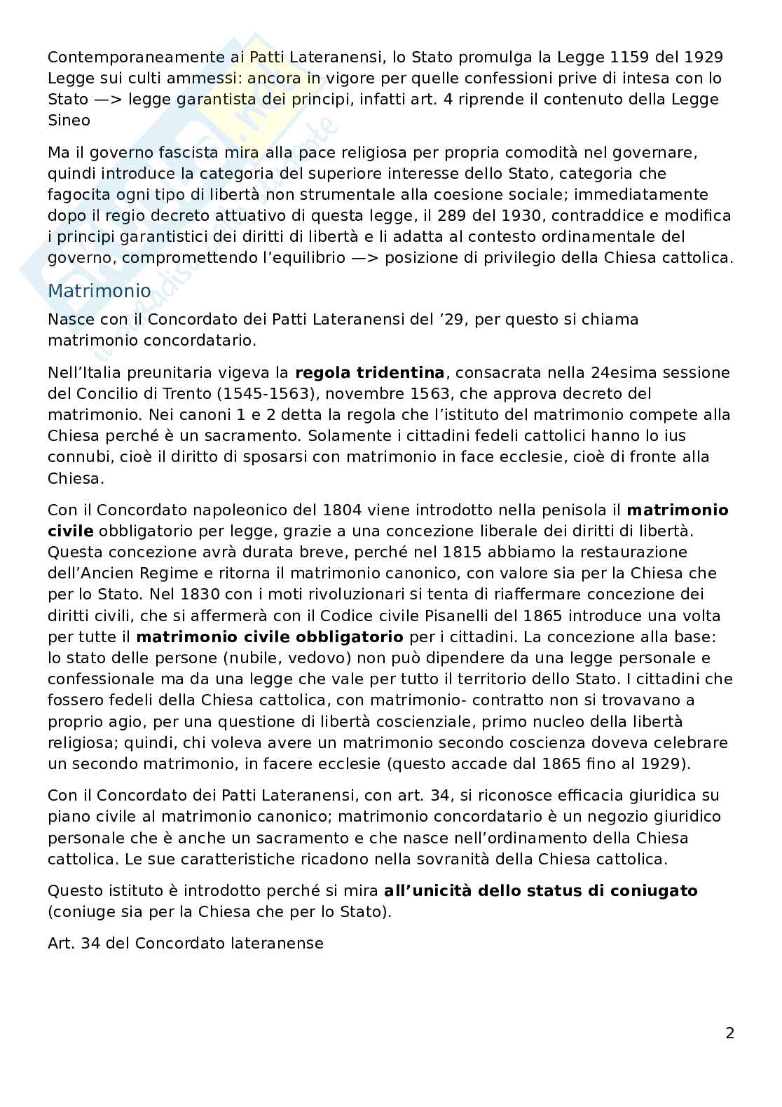 Appunti di Diritto ecclesiastico  Pag. 2