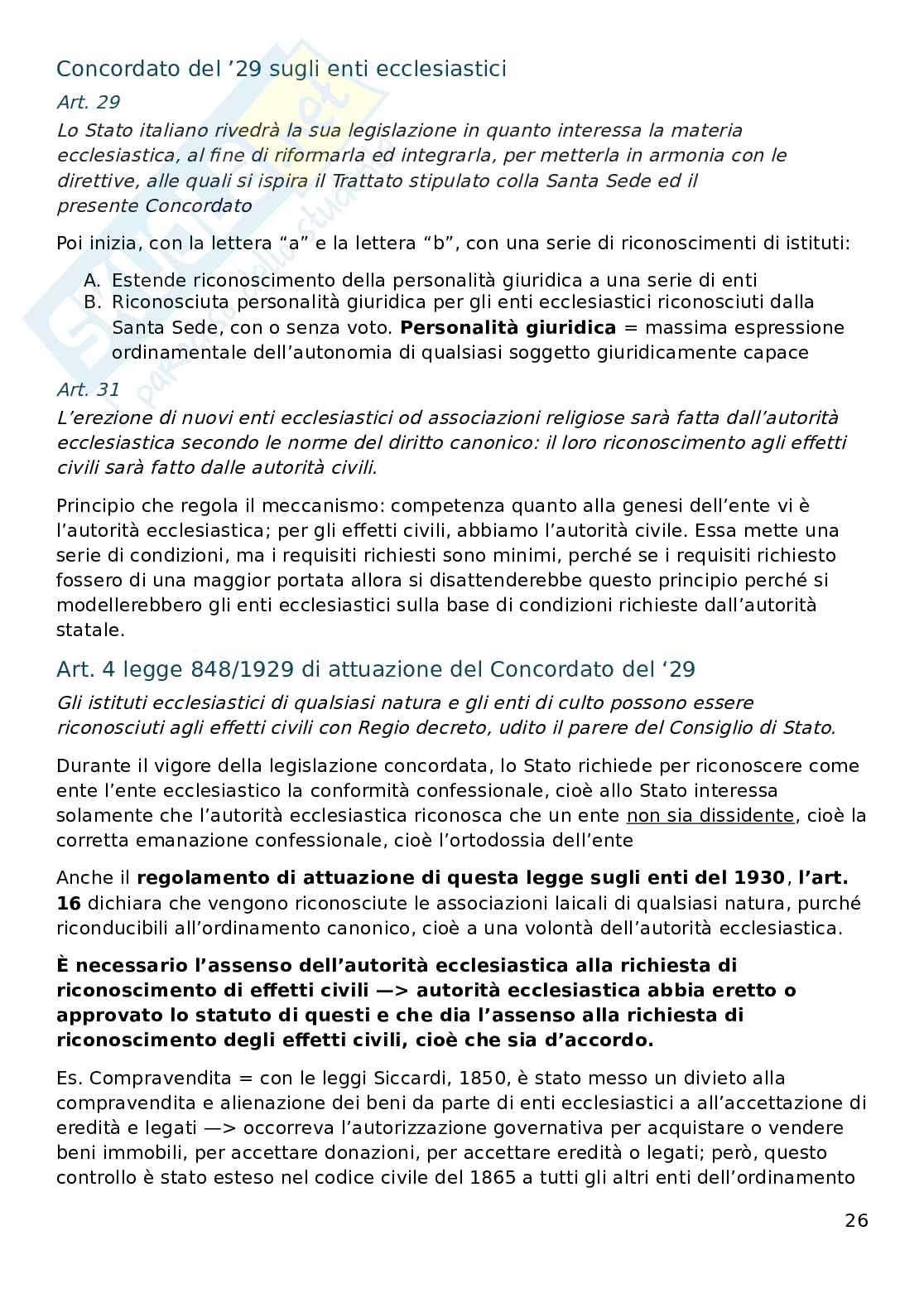 Appunti di Diritto ecclesiastico  Pag. 26