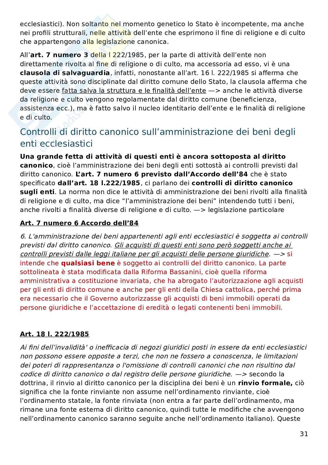 Appunti di Diritto ecclesiastico  Pag. 31