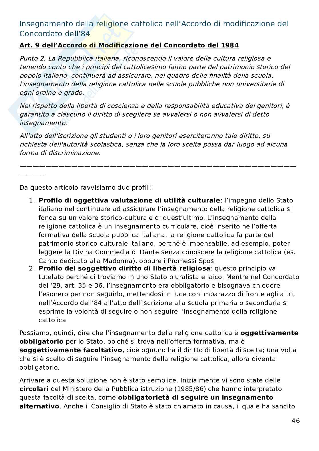 Appunti di Diritto ecclesiastico  Pag. 46