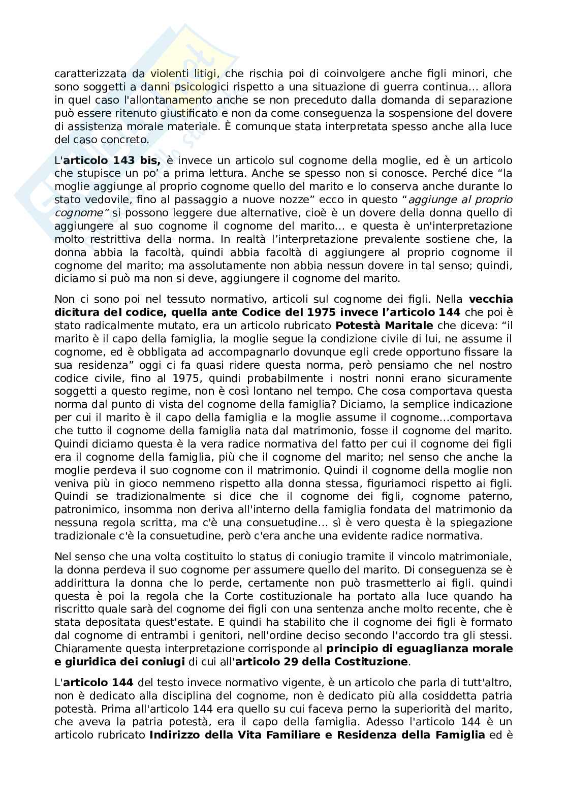 Appunti lezioni di Diritto privato III sui diritti e i doveri dei coniugi Pag. 2