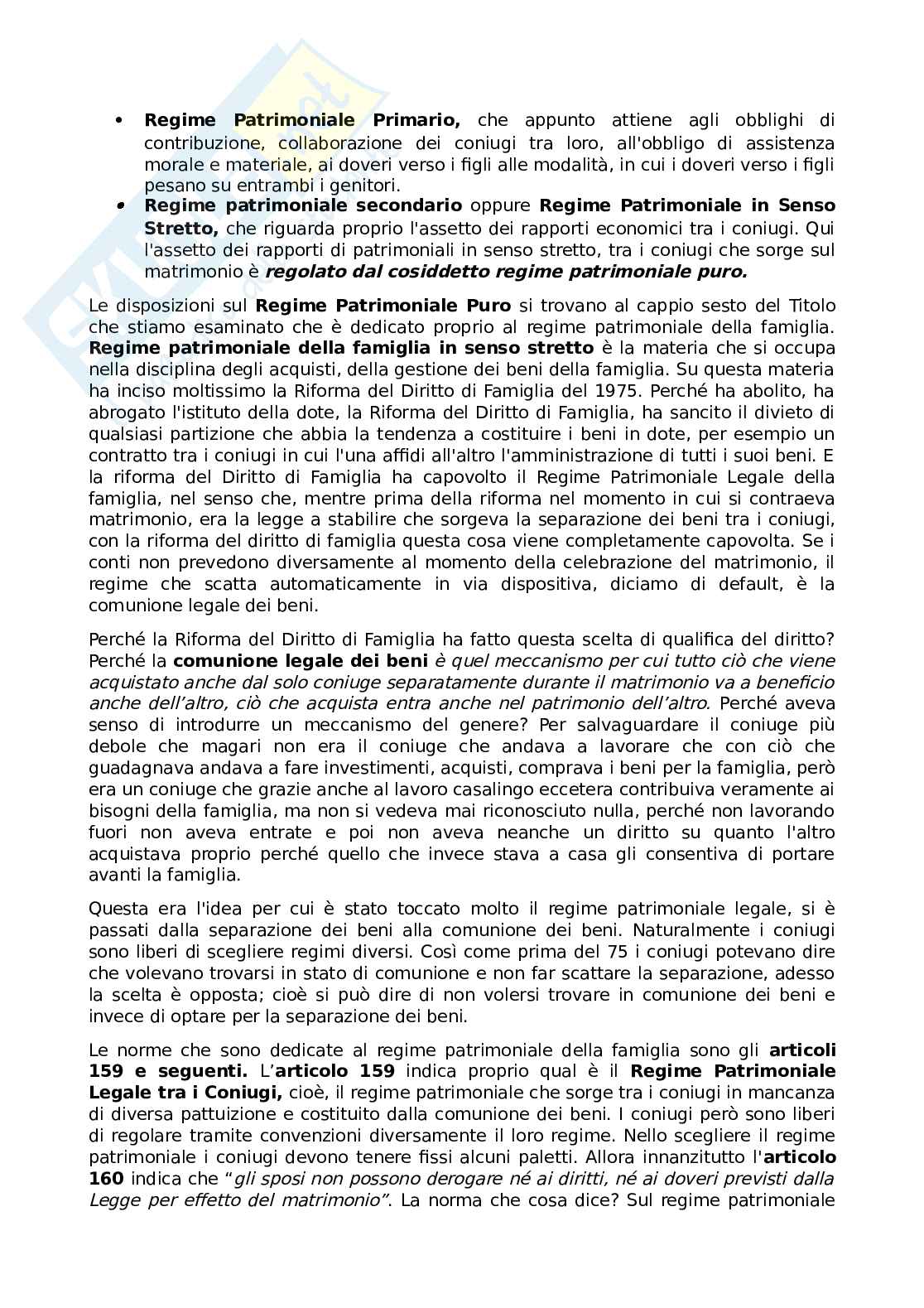 Appunti lezioni di Diritto privato III sui diritti e i doveri dei coniugi Pag. 6