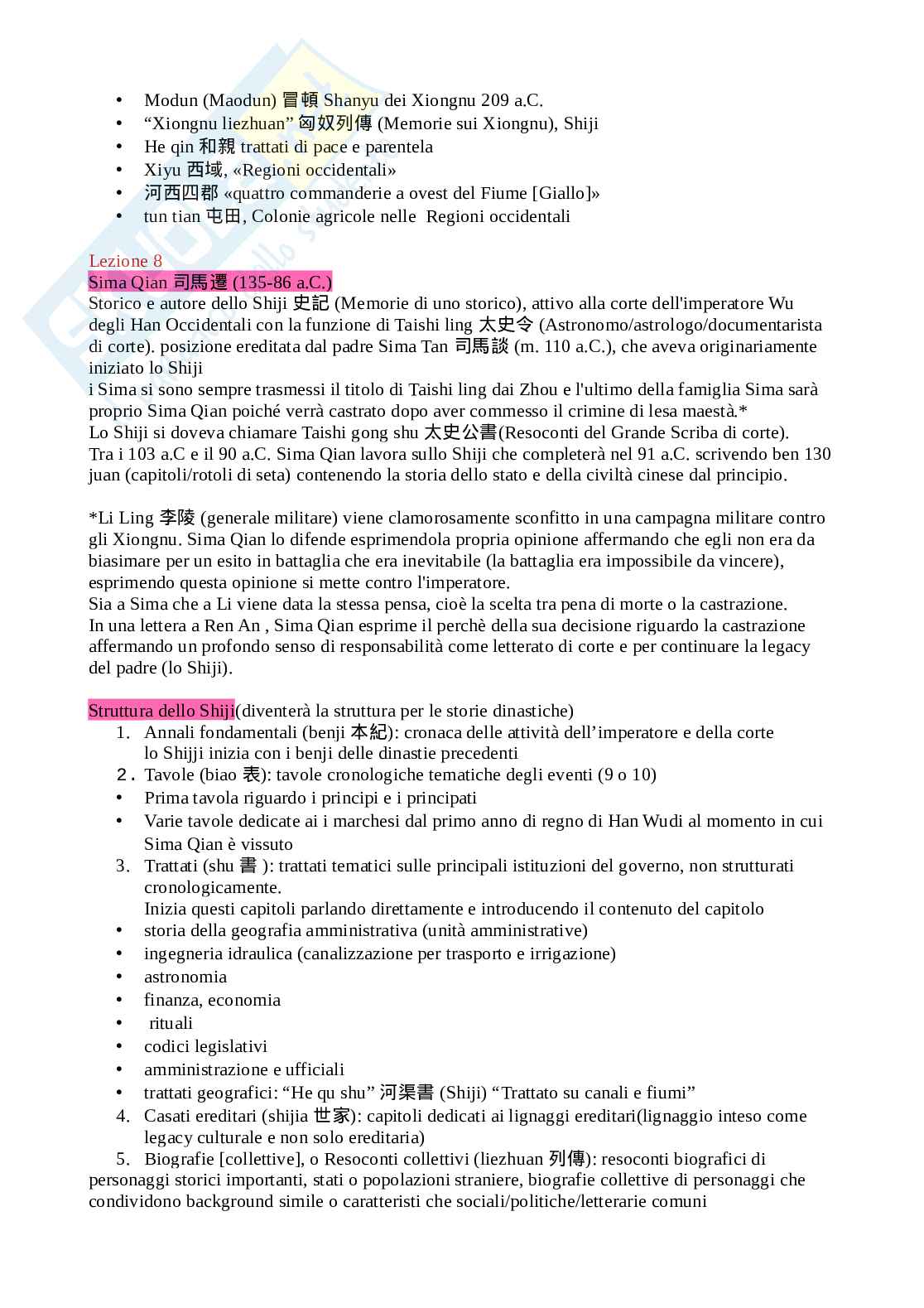 Riassunto esame Storia della Cina 1, Prof. Barenghi Maddalena, libro consigliato Cina: una storia millenaria, Vogelsang Pag. 21