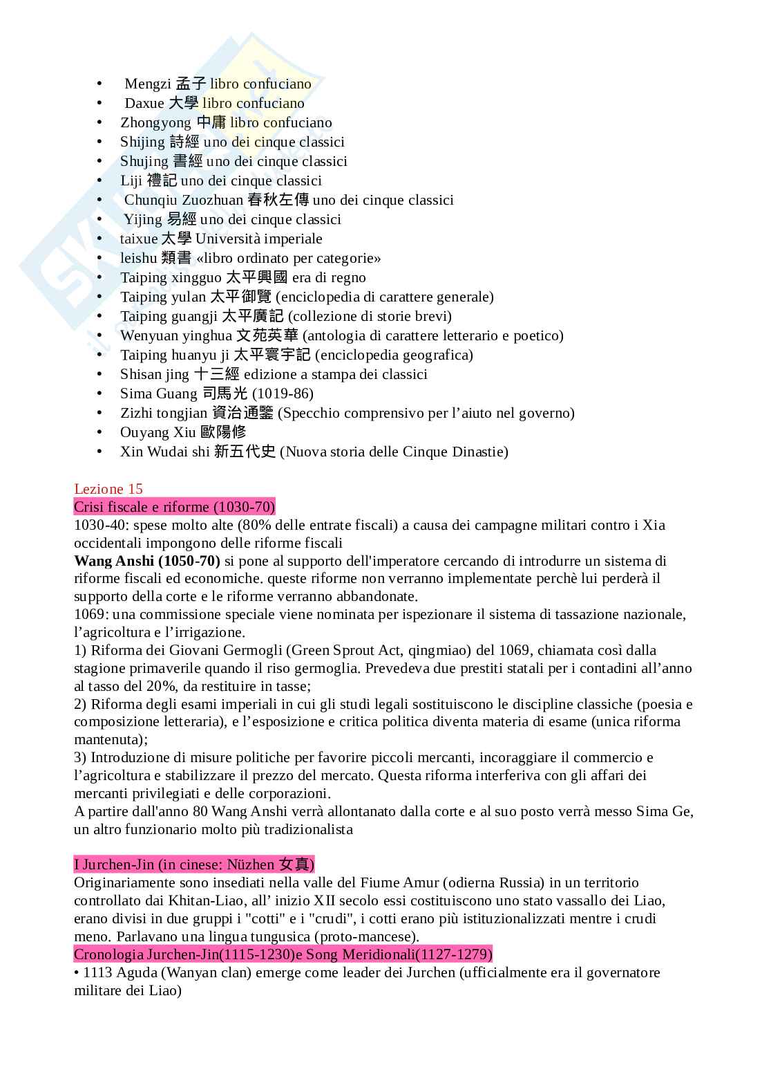 Riassunto esame Storia della Cina 1, Prof. Barenghi Maddalena, libro consigliato Cina: una storia millenaria, Vogelsang Pag. 46