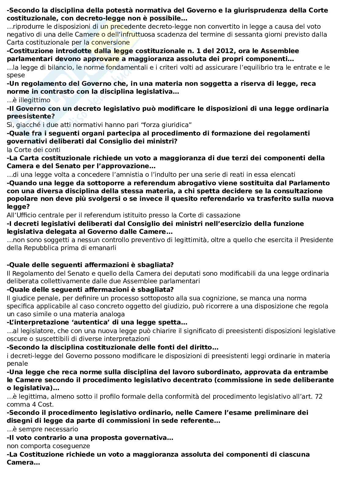 Domande chiuse svolte del paniere di Diritto costituzionale Pag. 2