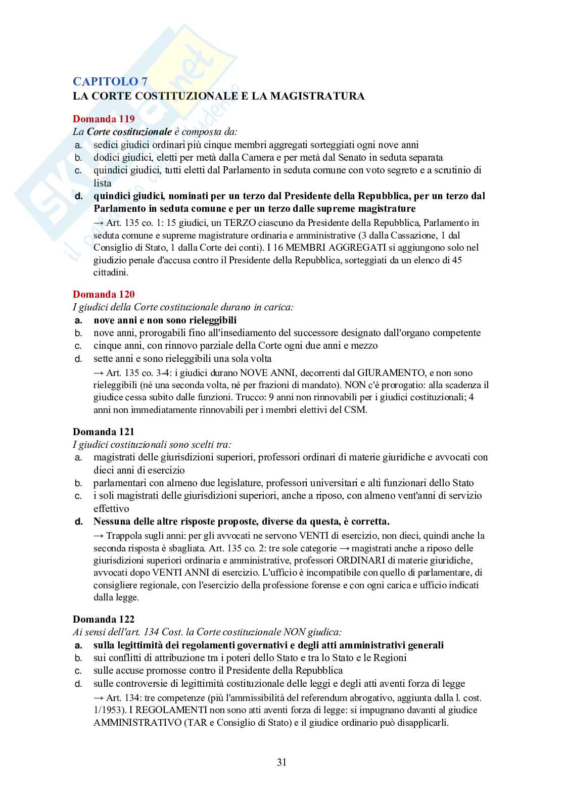 Diritto pubblico – 150 crocette commentate con soluzioni e spiegazioni Pag. 31