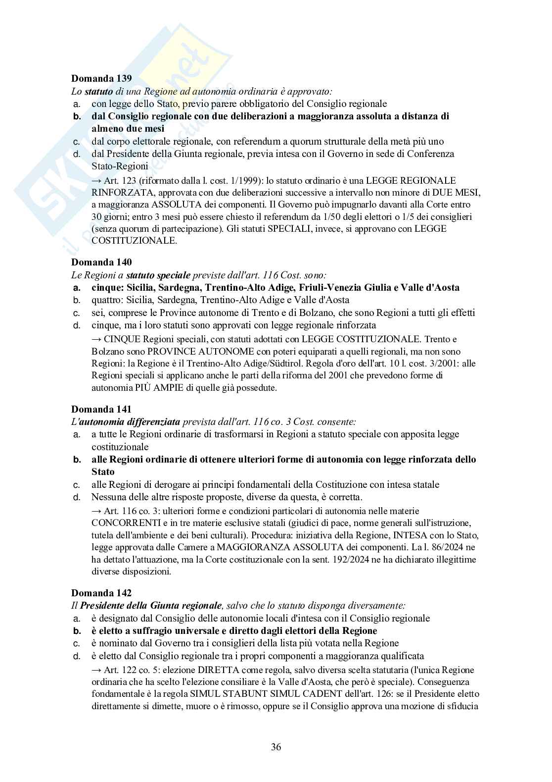 Diritto pubblico – 150 crocette commentate con soluzioni e spiegazioni Pag. 36