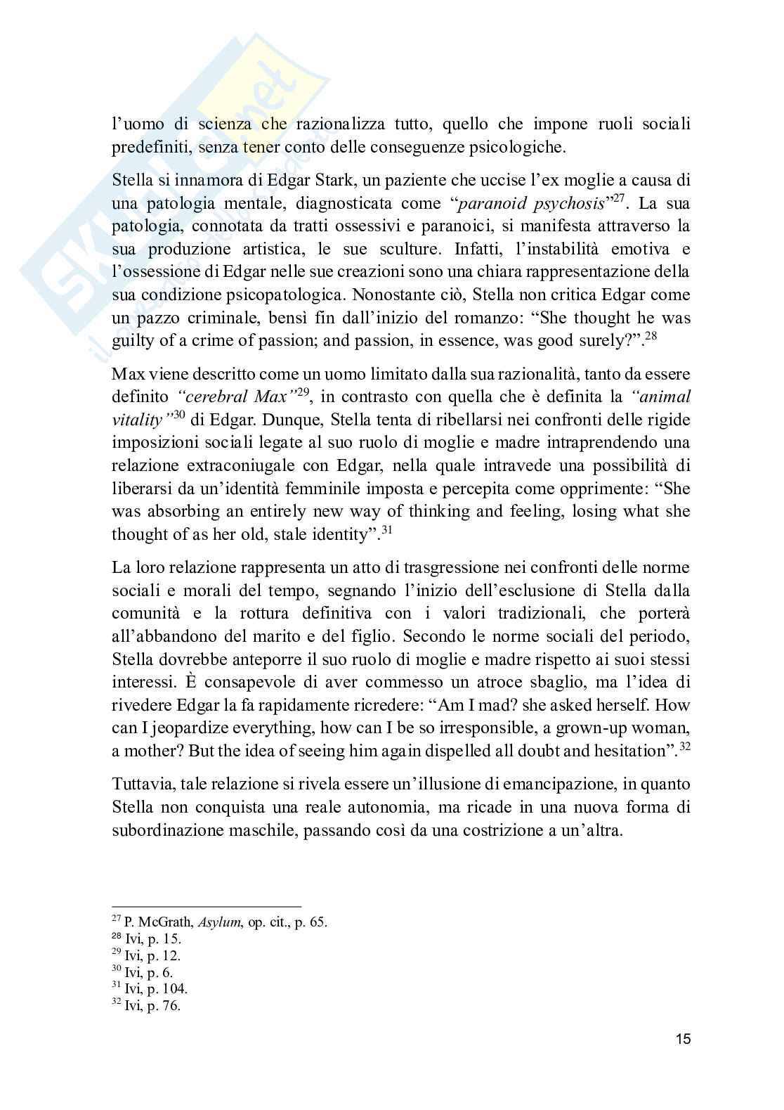 Analisi dell'opera di Patrick McGrath: il conflitto psicologico e sentimentale in Asylum Pag. 16