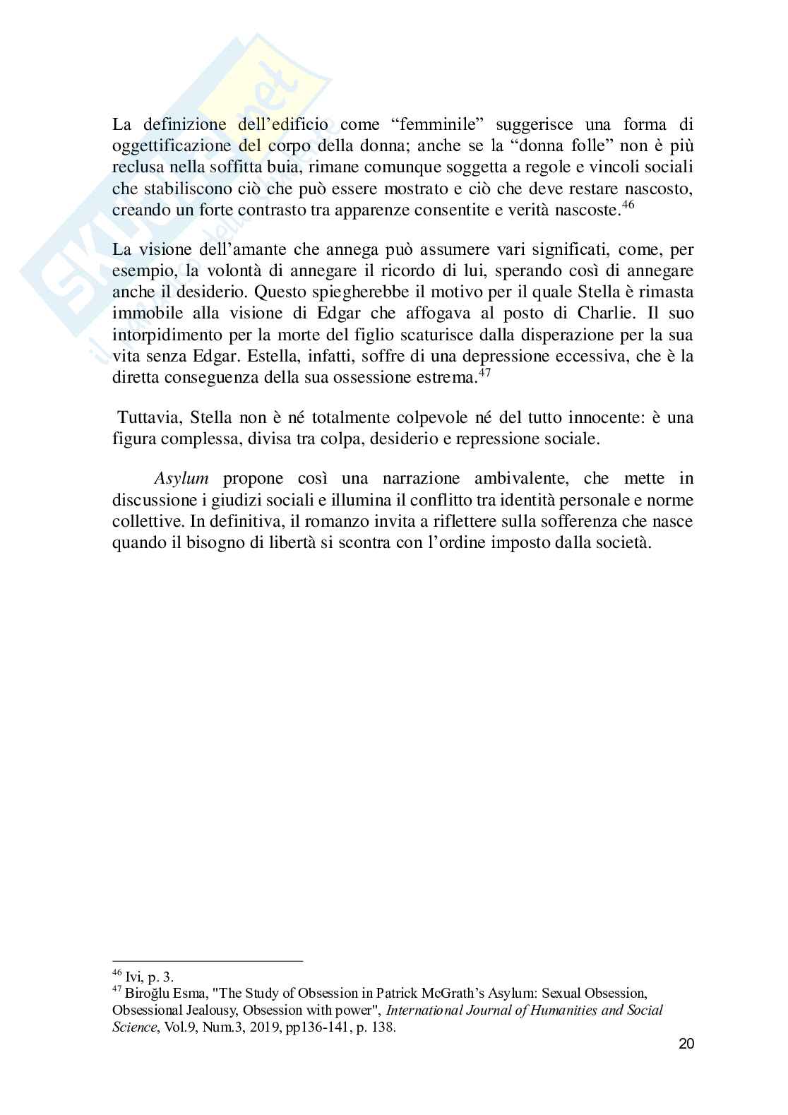Analisi dell'opera di Patrick McGrath: il conflitto psicologico e sentimentale in Asylum Pag. 21
