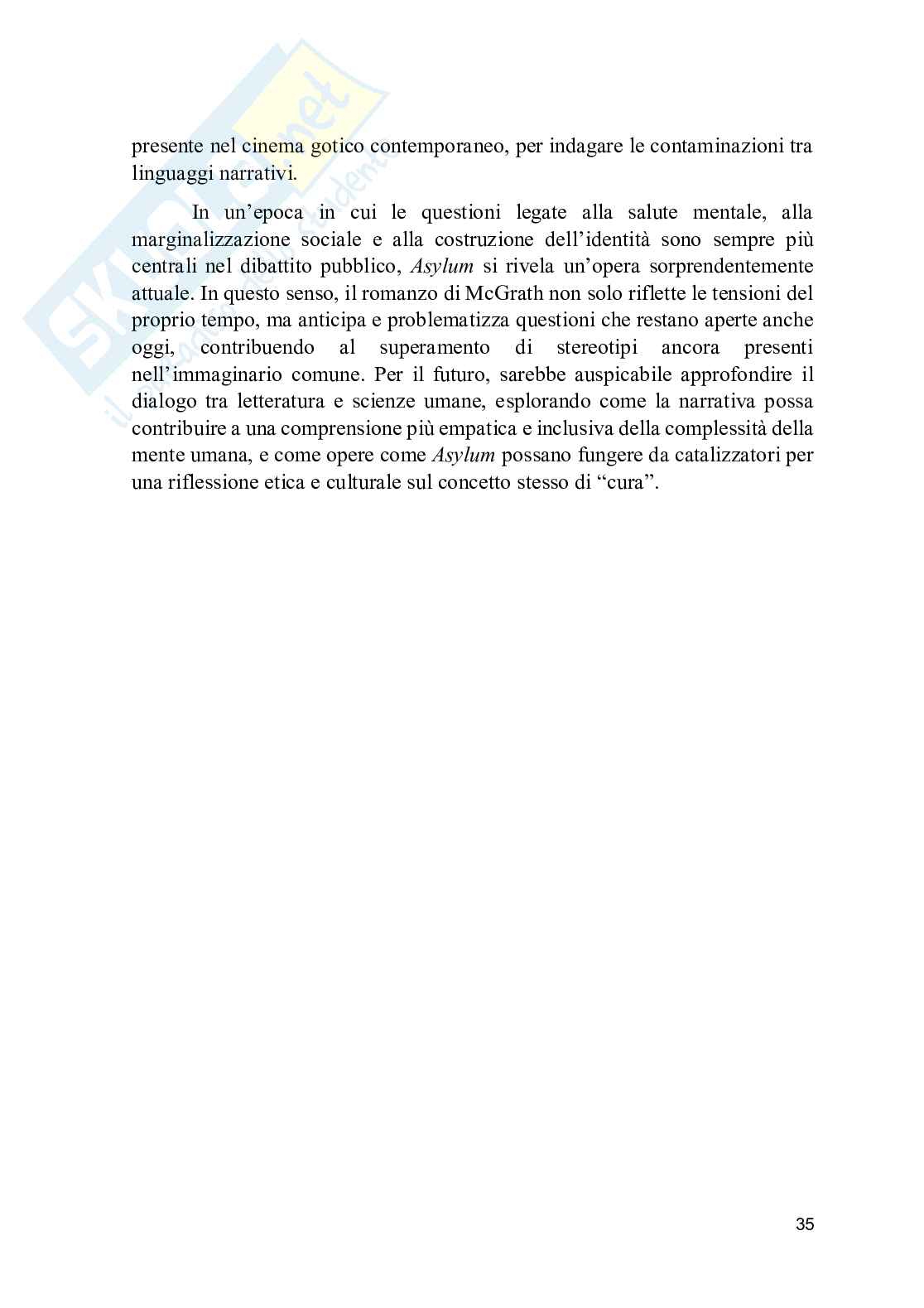 Analisi dell'opera di Patrick McGrath: il conflitto psicologico e sentimentale in Asylum Pag. 36