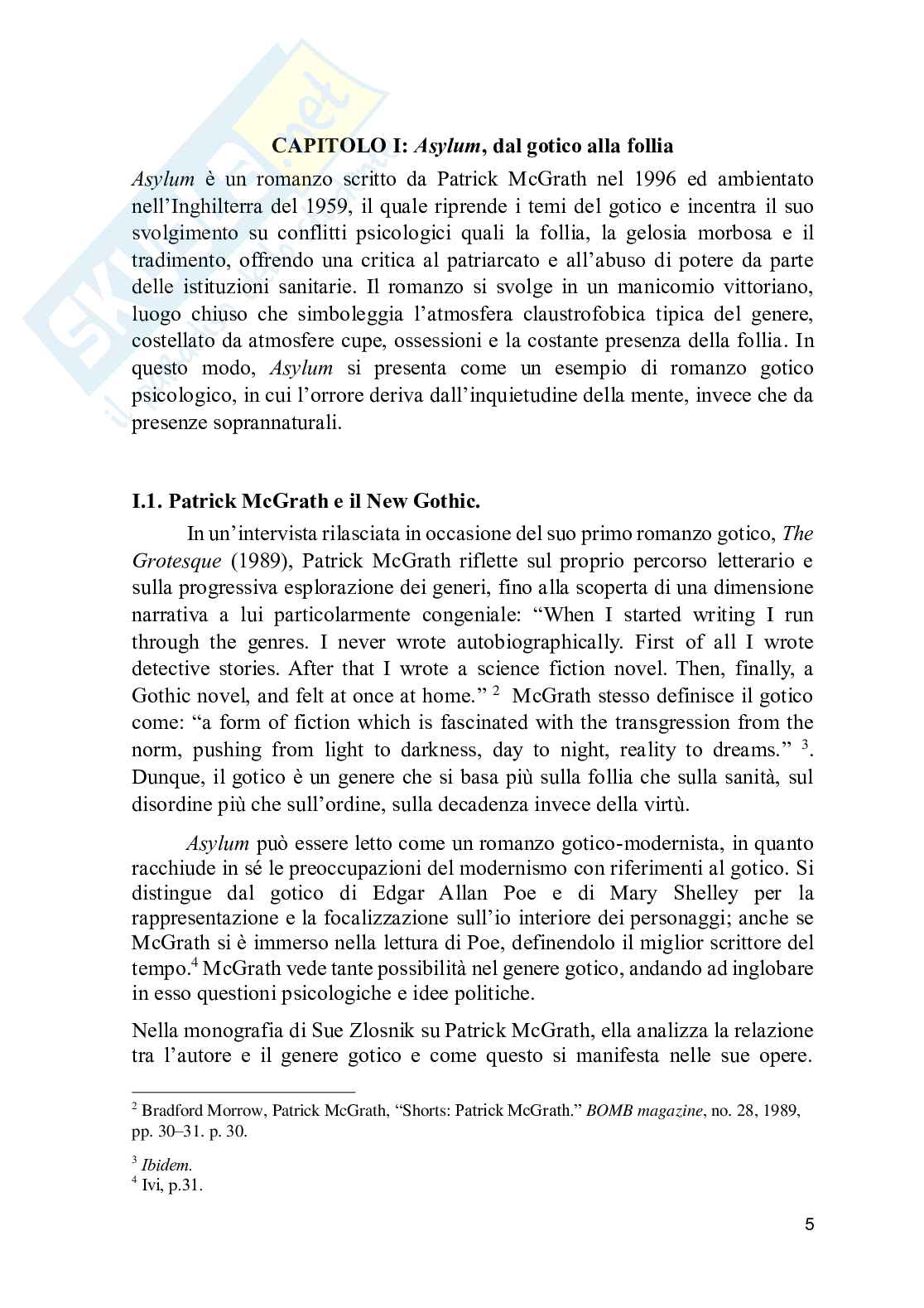 Analisi dell'opera di Patrick McGrath: il conflitto psicologico e sentimentale in Asylum Pag. 6