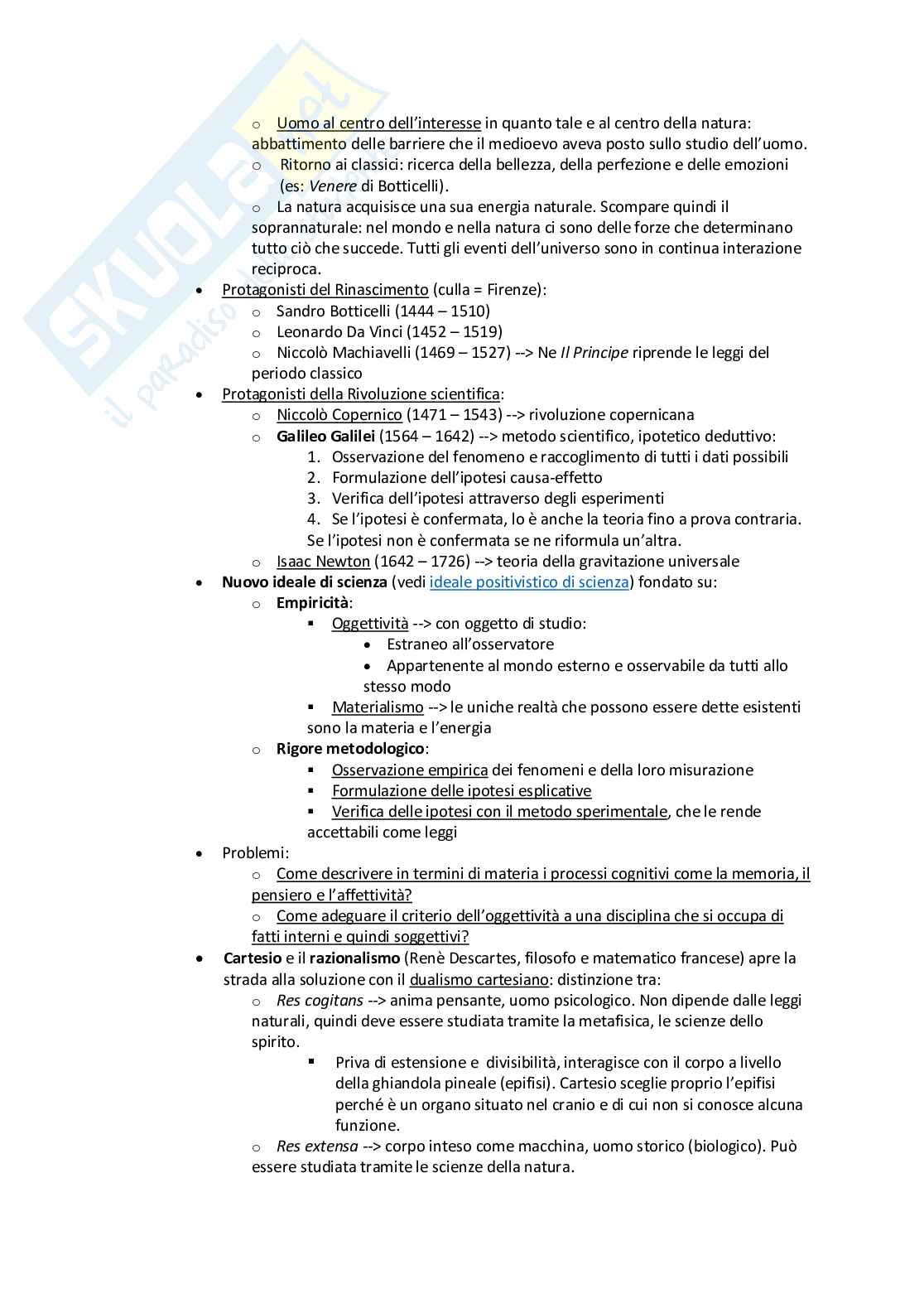 Riassunto esame Storia della psicologia, Prof. Schmidt Susanna, libro consigliato Storia della psicologia, Legrenzi Pag. 6