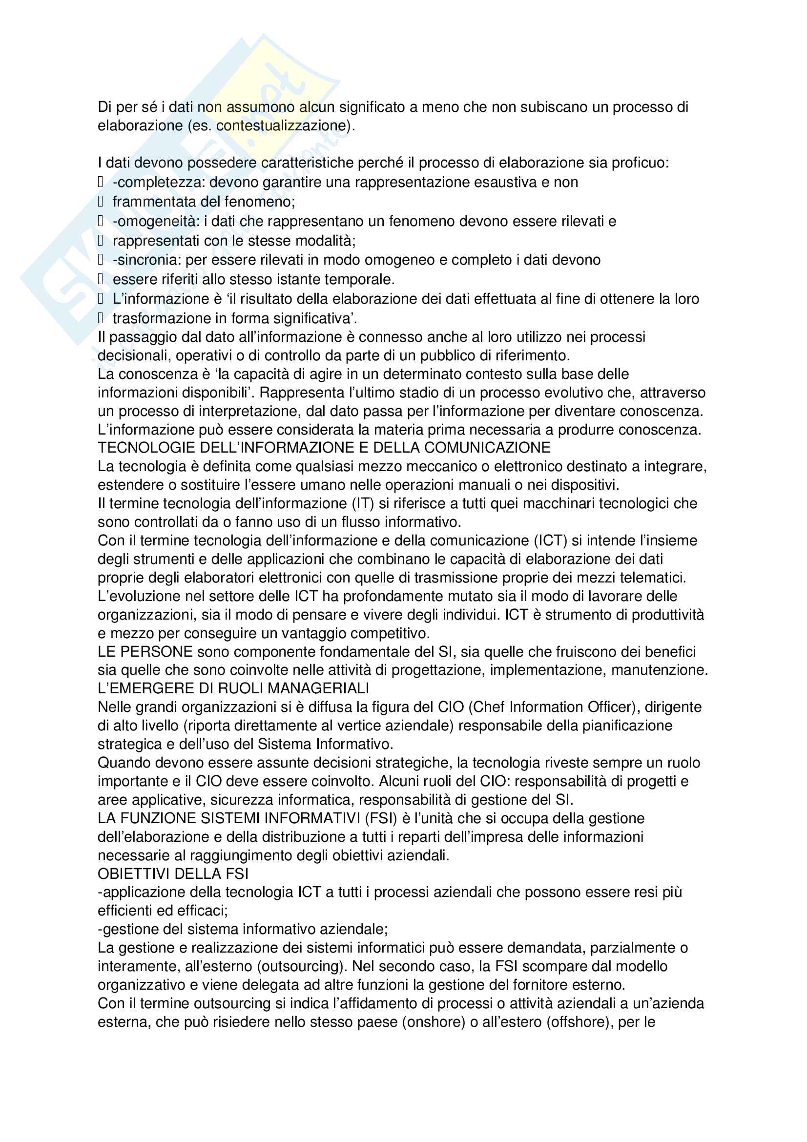 Riassunto esame Informatica generale, prof. Mamino, libro consigliato Tecnologie e innovazione nei mercati digitali, ICT e sistemi informativi, Valavich, Schneider, Carignani, Longo, Negri Pag. 2
