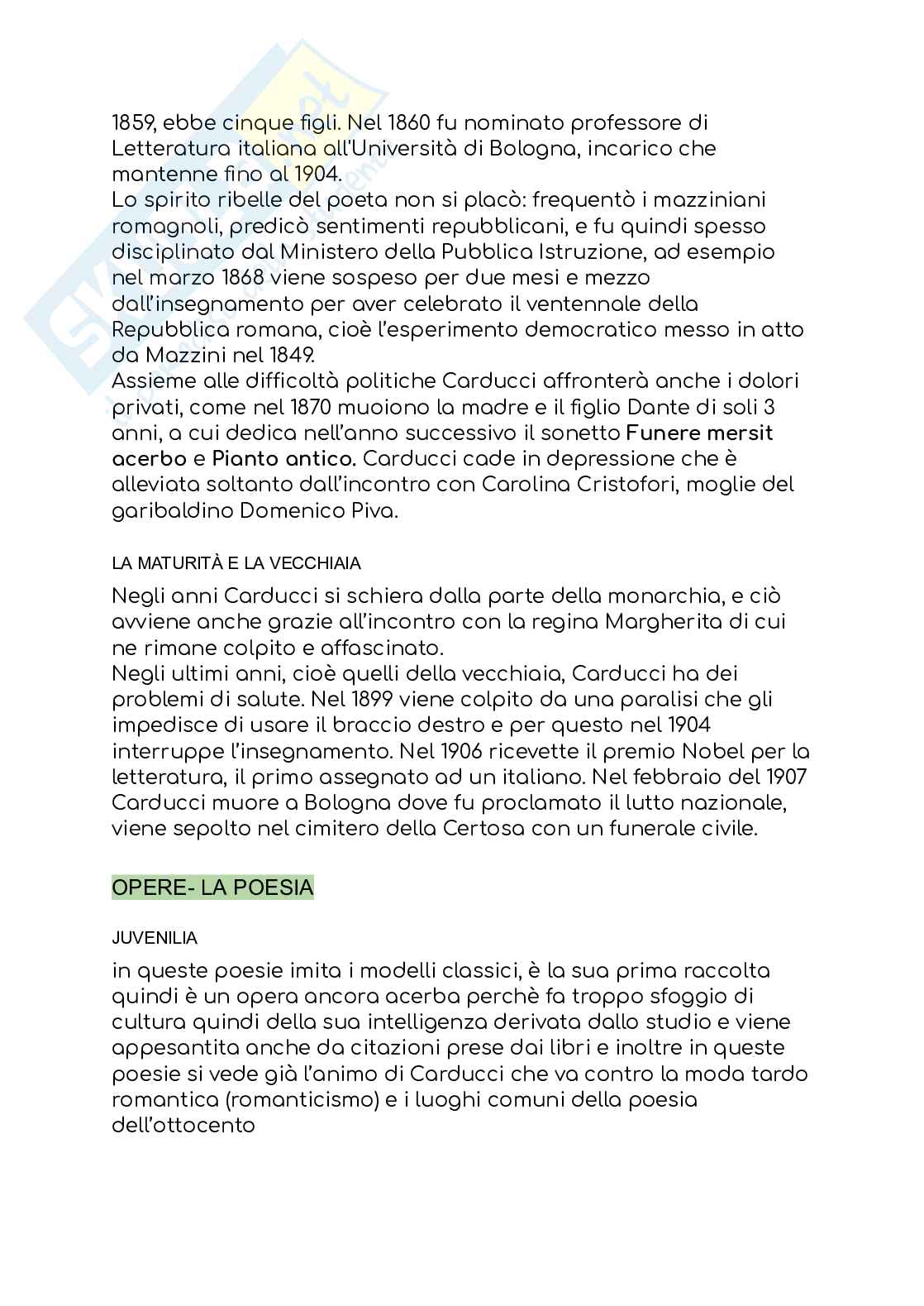 Carducci, Giosuè - Vita, Opere, Prosa e grandi temi Pag. 2