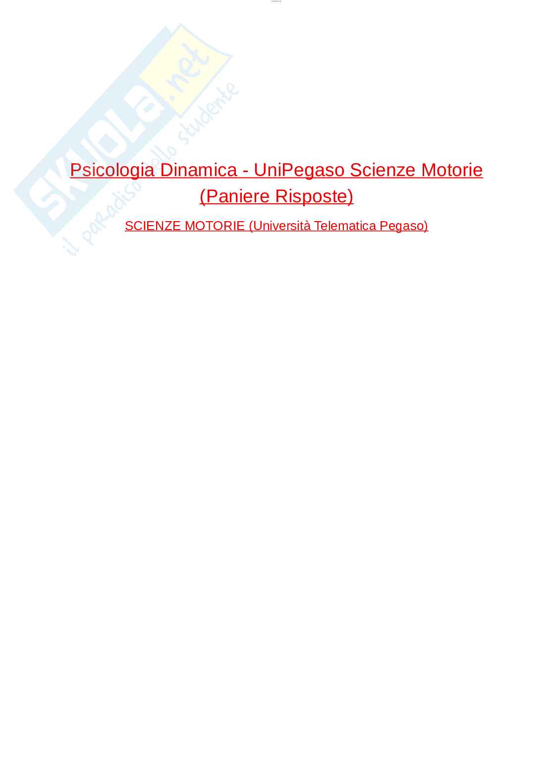 Paniere esame Psicologia dinamica  Pag. 1