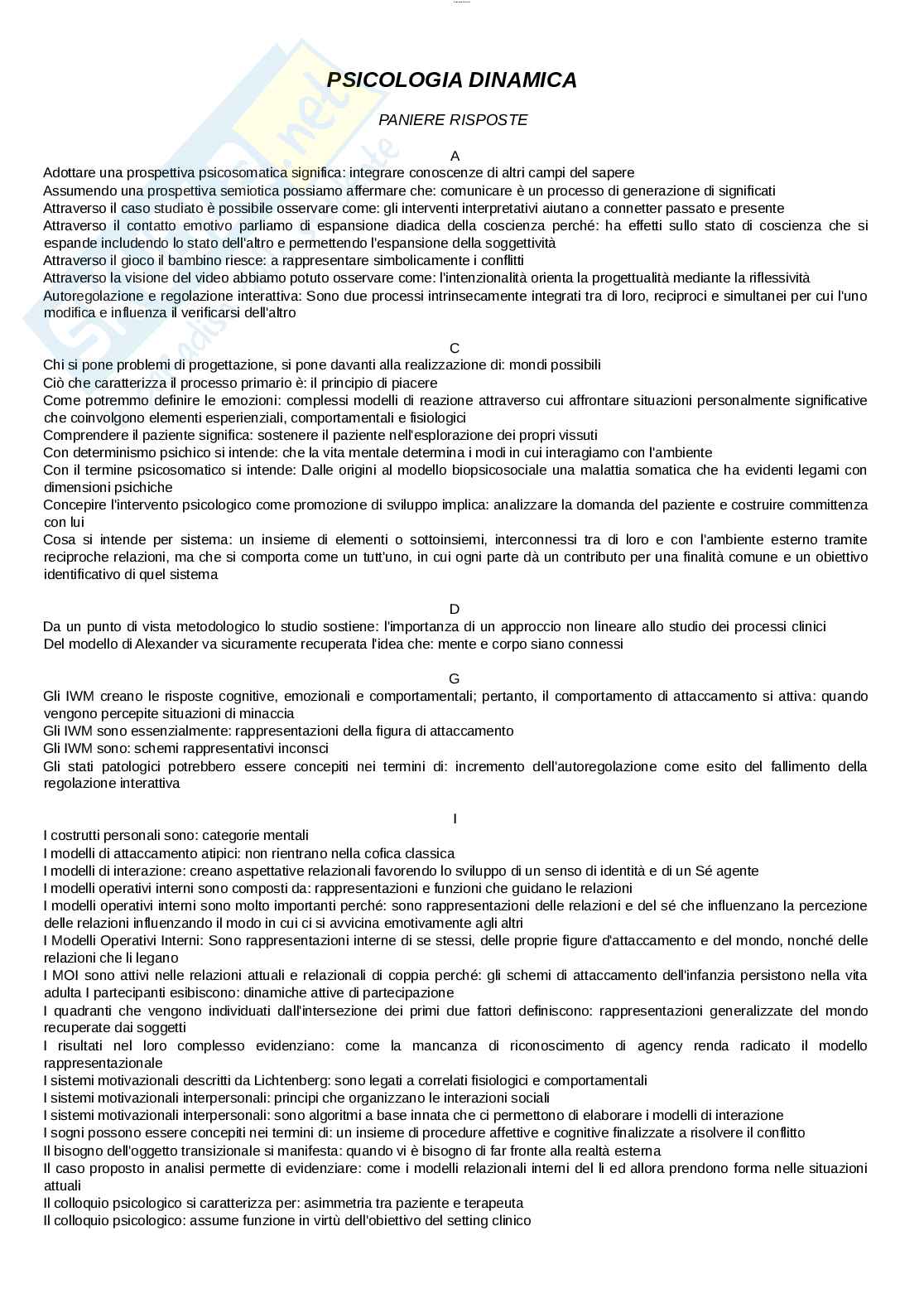 Paniere esame Psicologia dinamica  Pag. 2