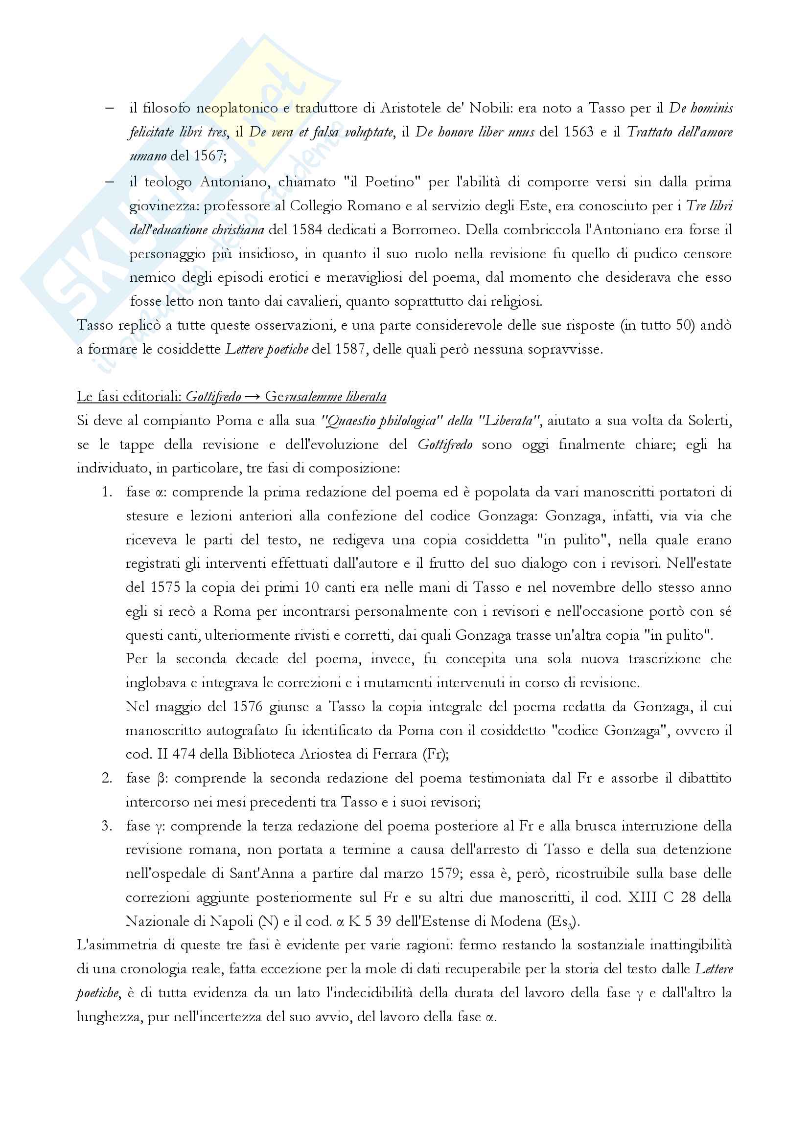 Riassunto esame letteratura italiana, Prof. Baldassarri, dispensa consigliata "Tasso. Il Gierusalemme" (C. Gigante) Pag. 6