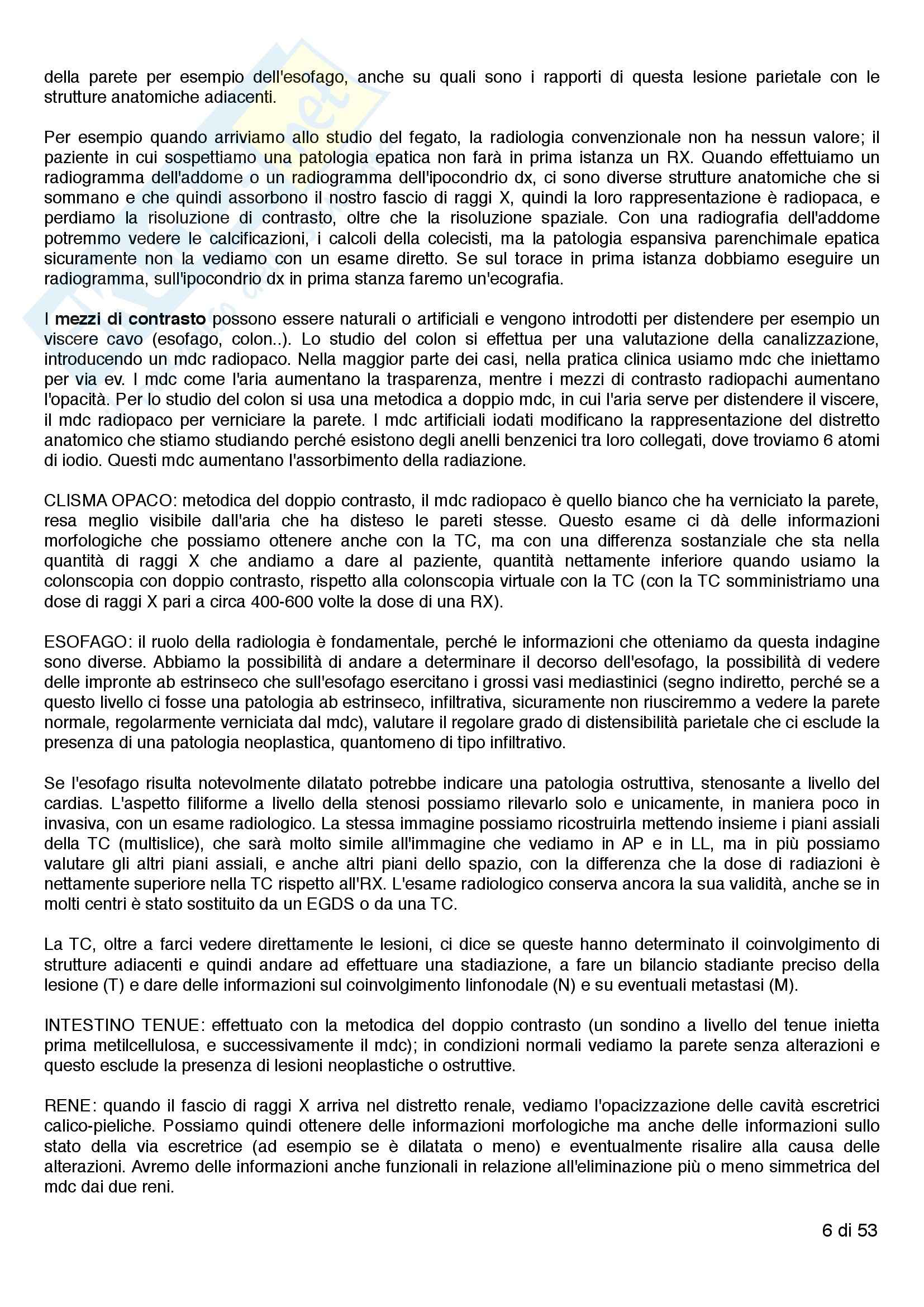 Riassunto esame Diagnostica, prof. Scialpi, libro consigliato Manuale di Diagnostica per immagini, Torricelli Pag. 6