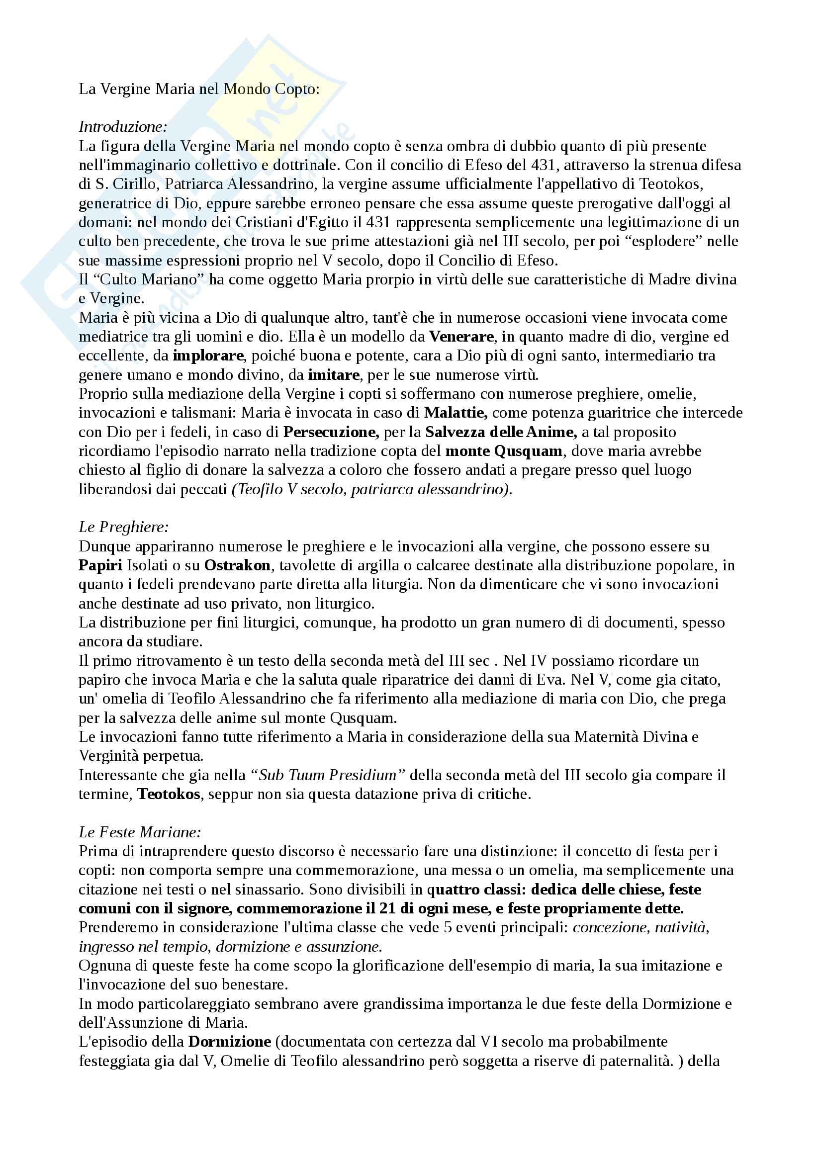 Archeologia e storia dell'arte copta -  Vergine Maria nel mondo Copto Pag. 1