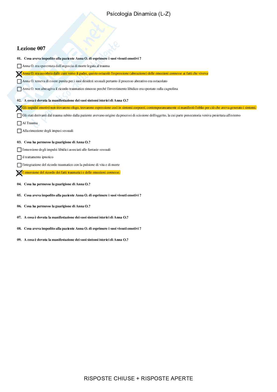 Psicologia dinamica - Paniere compilato Pag. 11