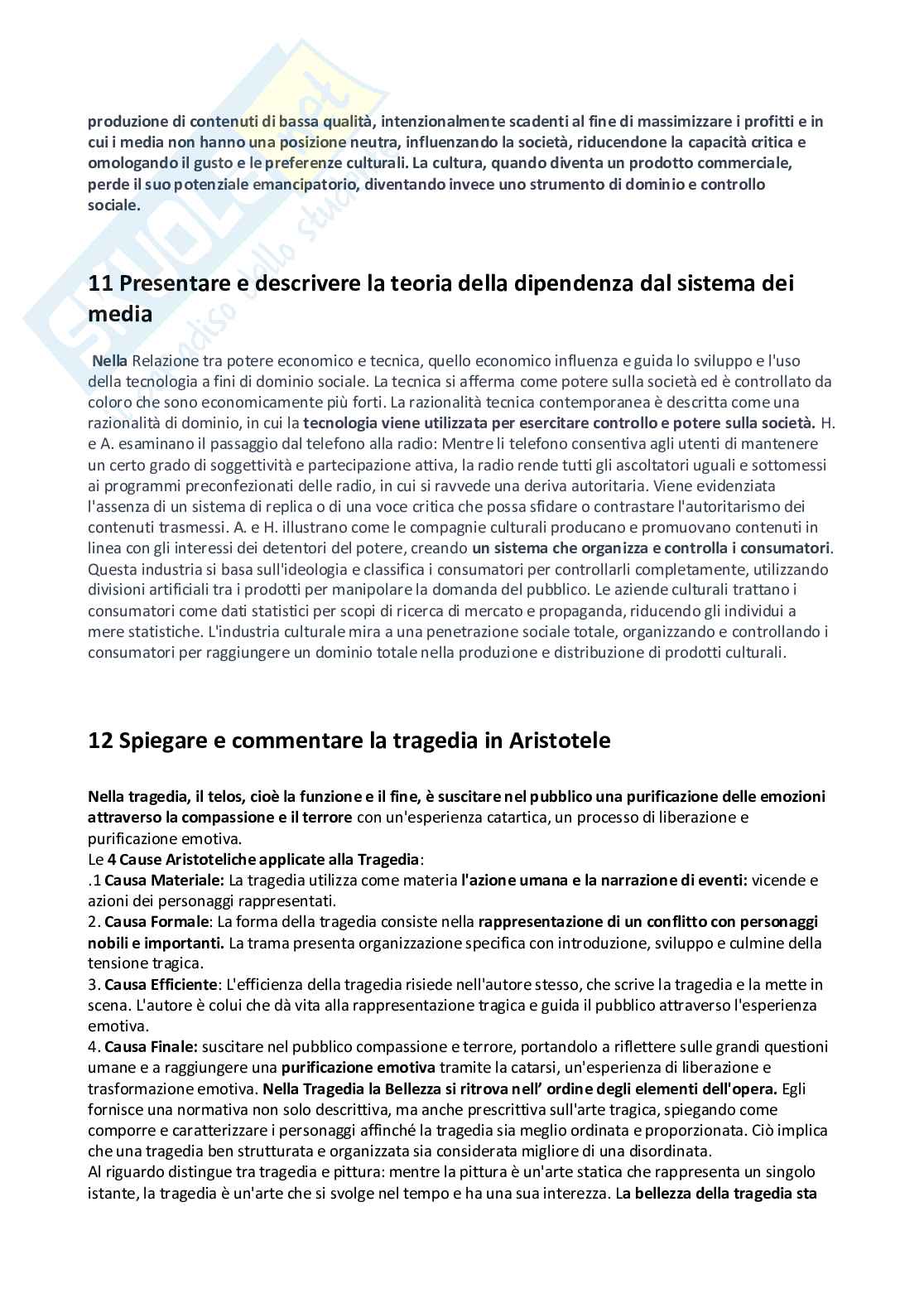 Domande e risposte Estetica della comunicazione Pag. 11