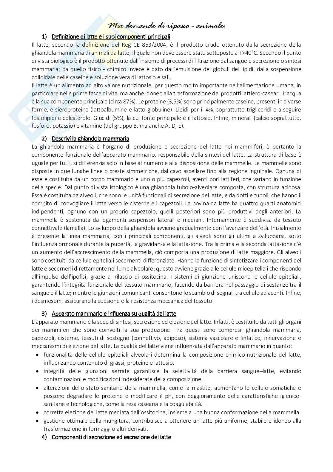 Domande aperte in preparazione all'esame scritto di Alimenti di origine animale e vegetale Pag. 1