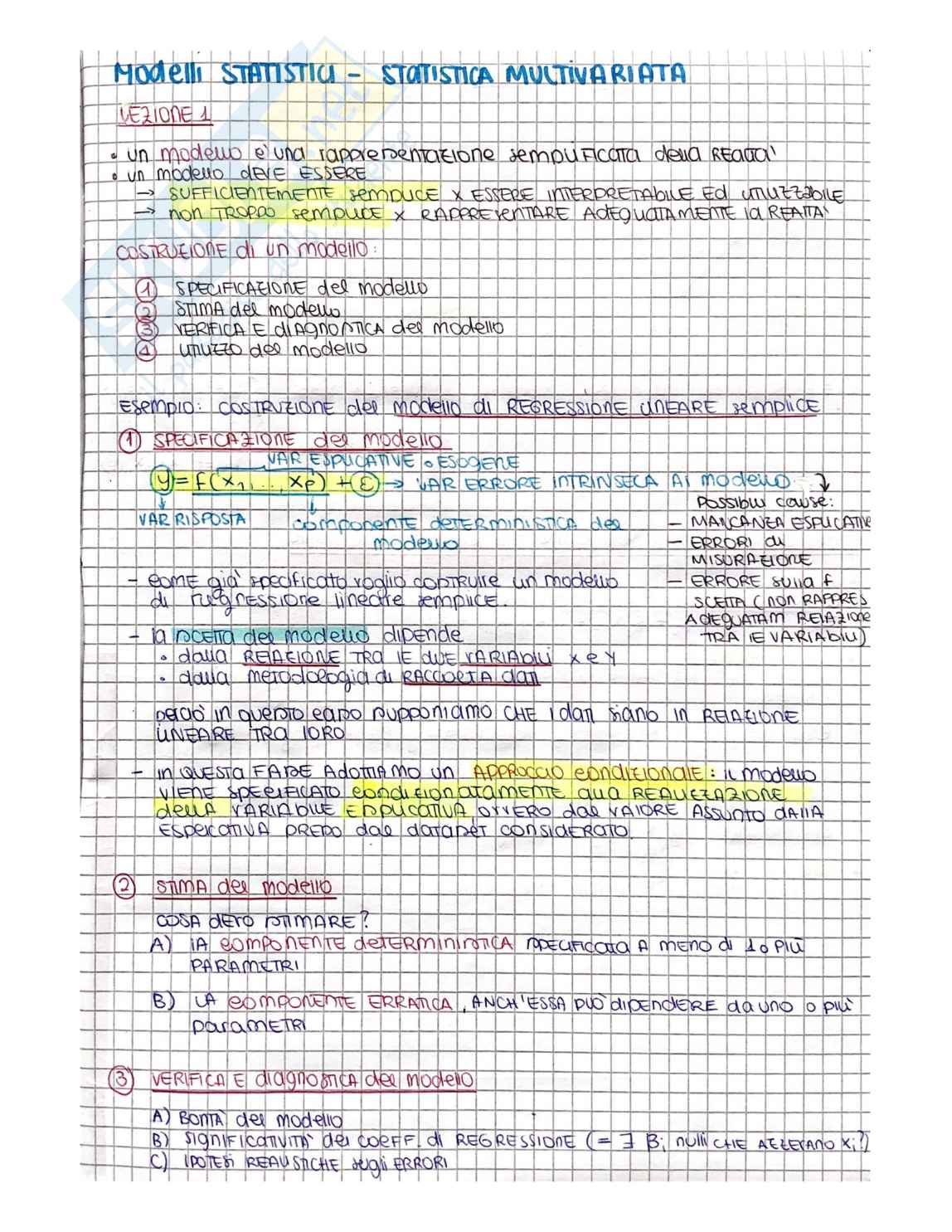 Appunti di Modelli statistici (Analisi statistica multivariata) Pag. 1